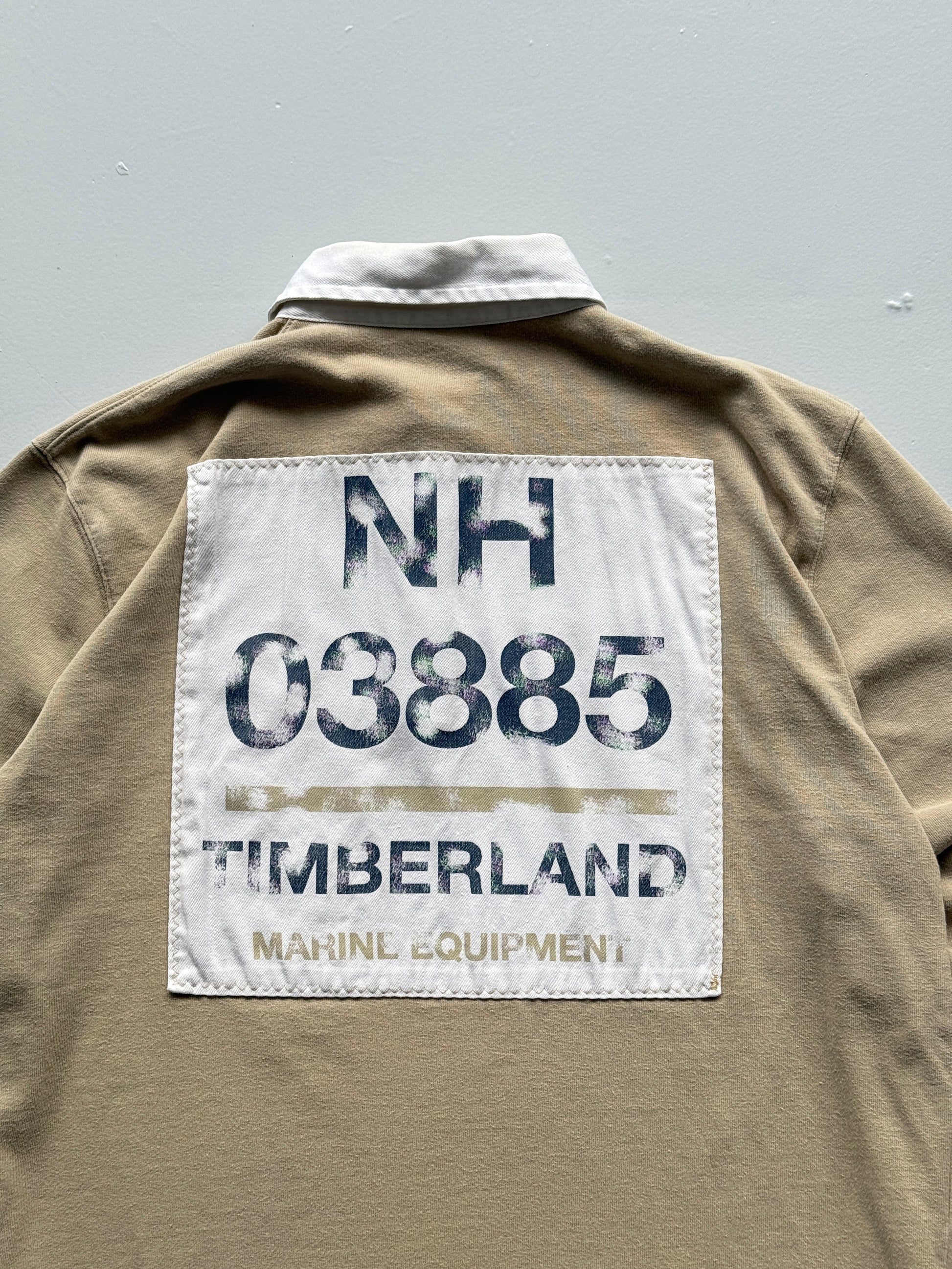 Cream Timberland 00's Vintage Long Sleeve Rugby Polo Jersey - Small