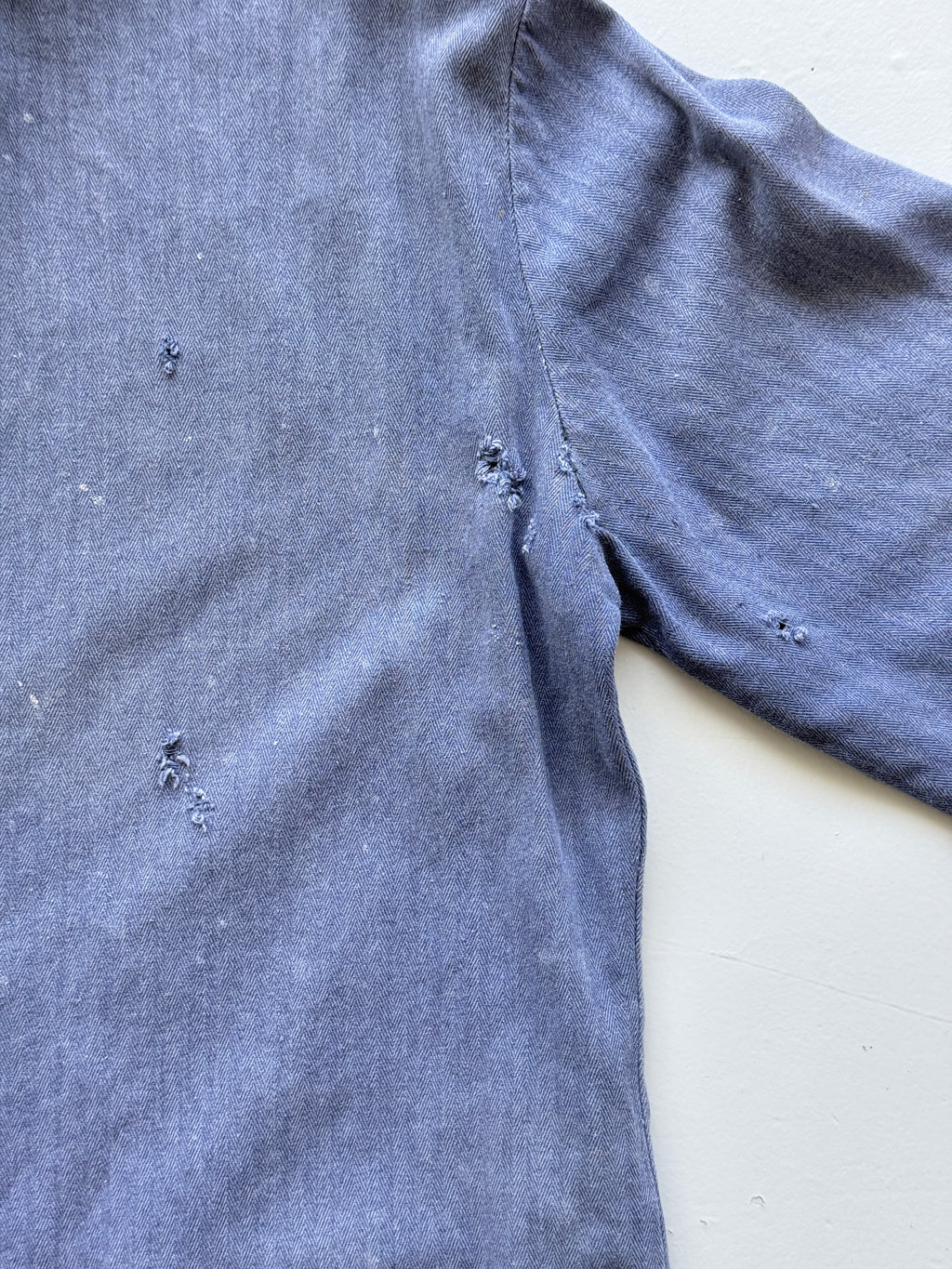 Faded Blue French Chore Jacket 80's Vintage Herringbone Workwear CH325 - Womens
