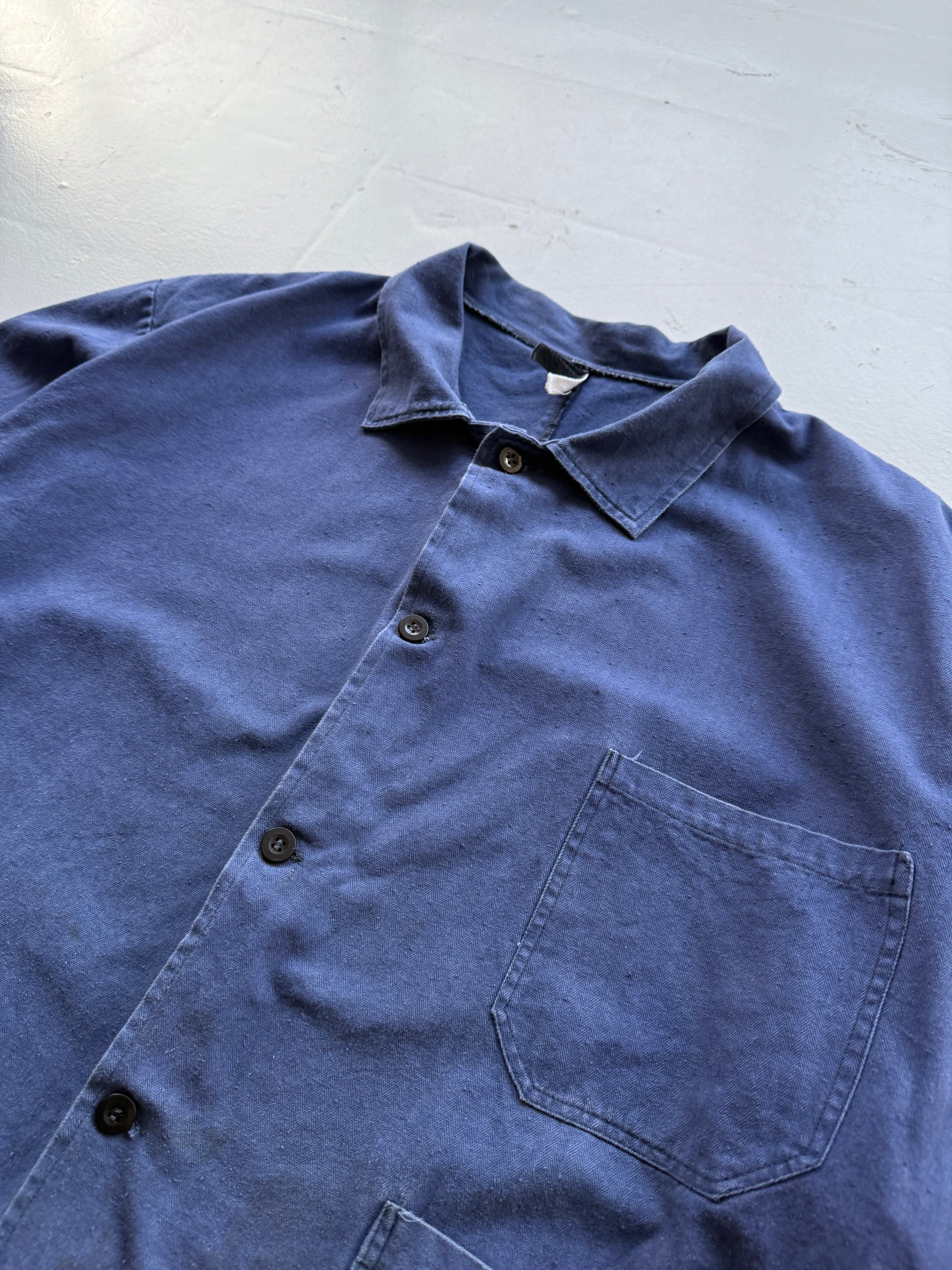 Herringbone Twill Navy French Workwear 80’s Vintage Chore Jacket CH027 - 2XL