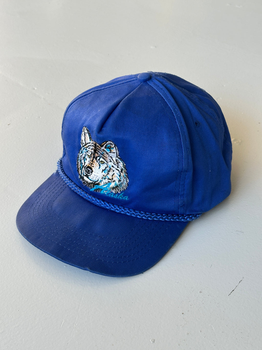 Blue Alaska Wolf Embroidered  Vintage 90's SnapBack Trucker Cap
