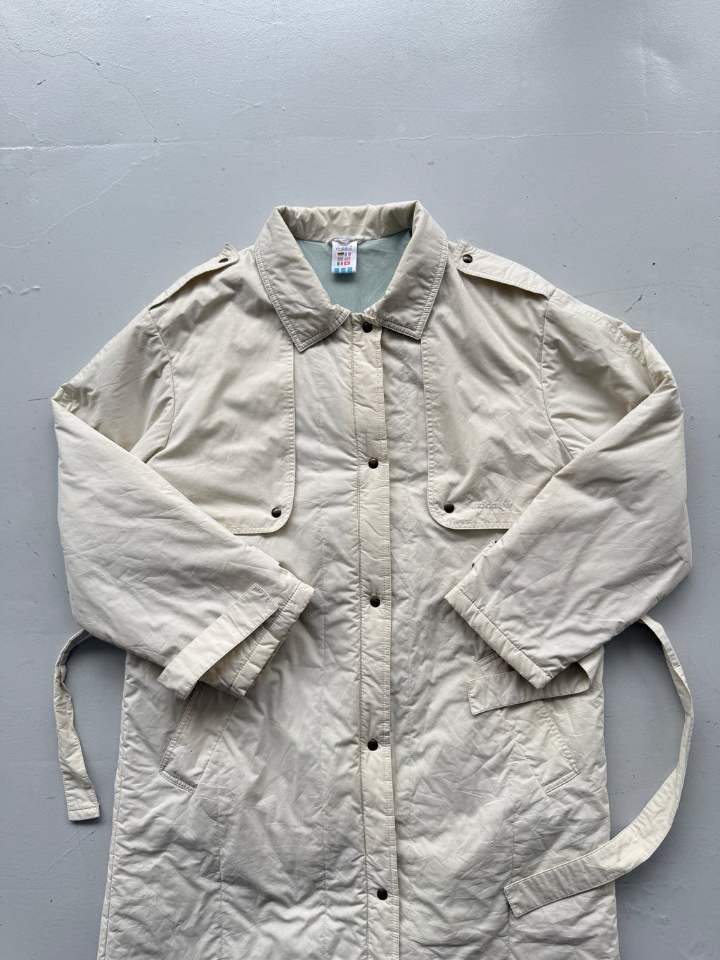 Cream Adidas 80's Vintage Full Body Length Puffer Jacket - UK14