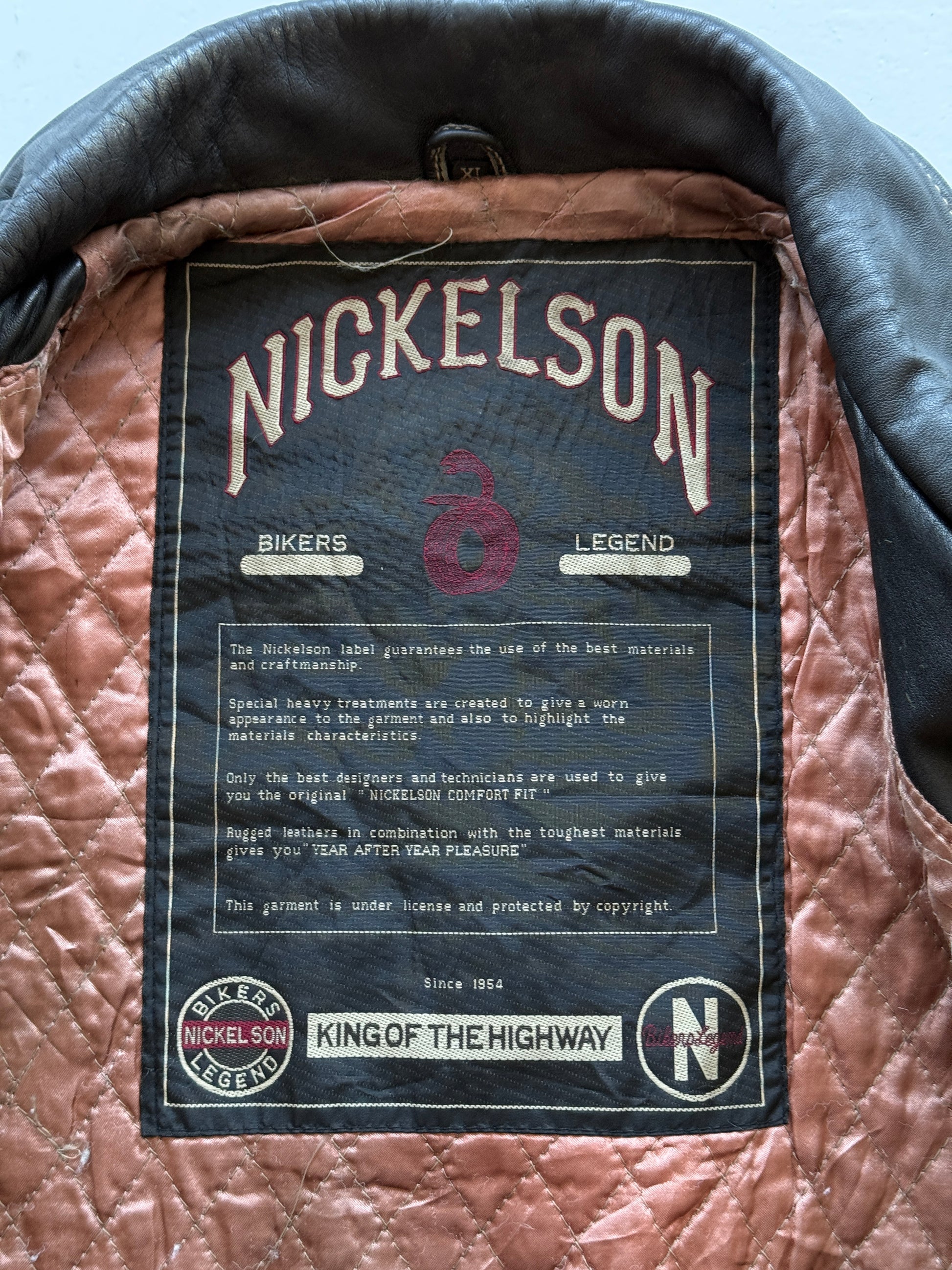 Black Nickleson Leather Vintage 90's Biker Jacket - Large