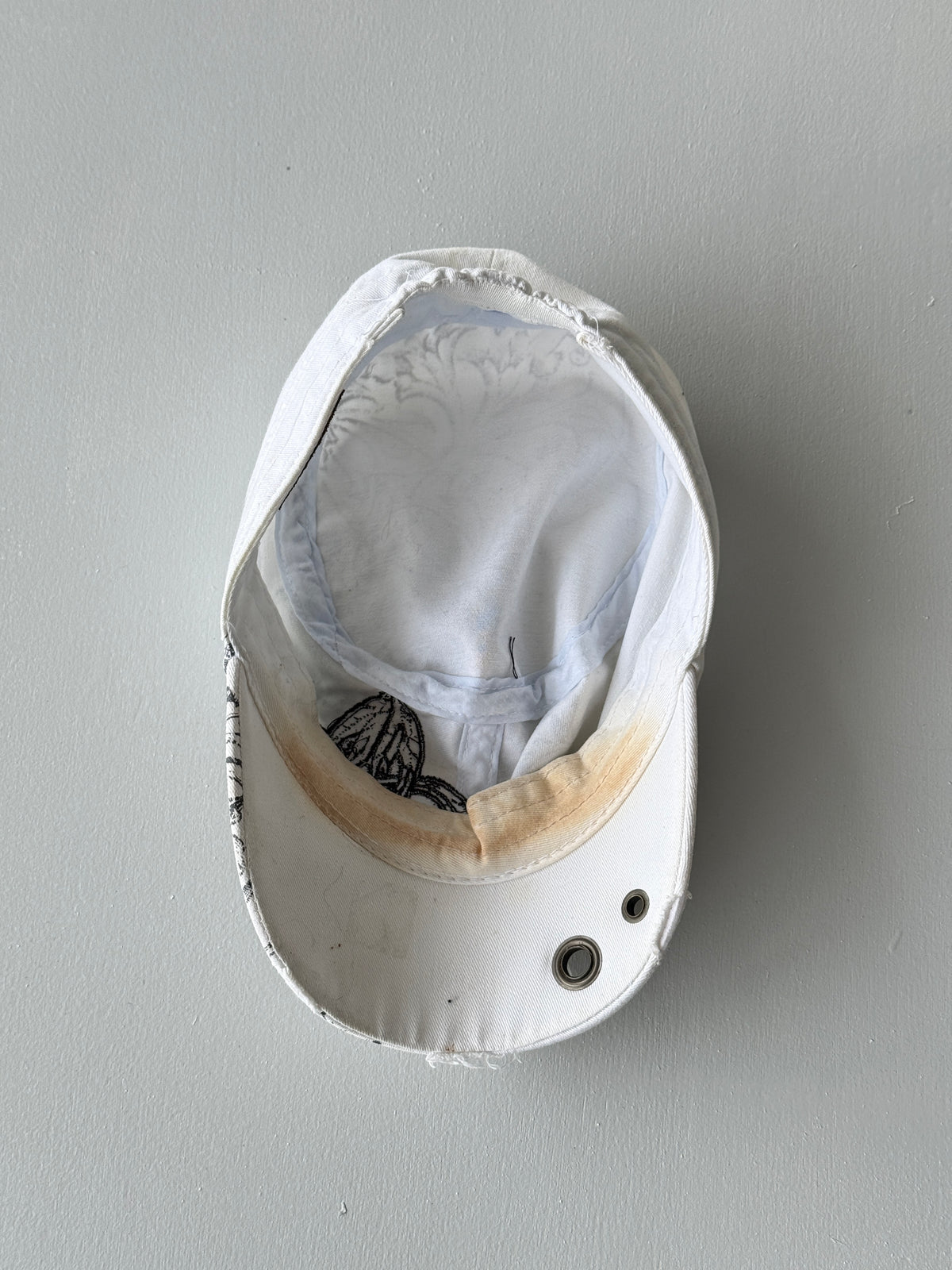 White Fleur-De-Lis Y2K Cadet Cap Military Style 00's Grunge Aesthetic