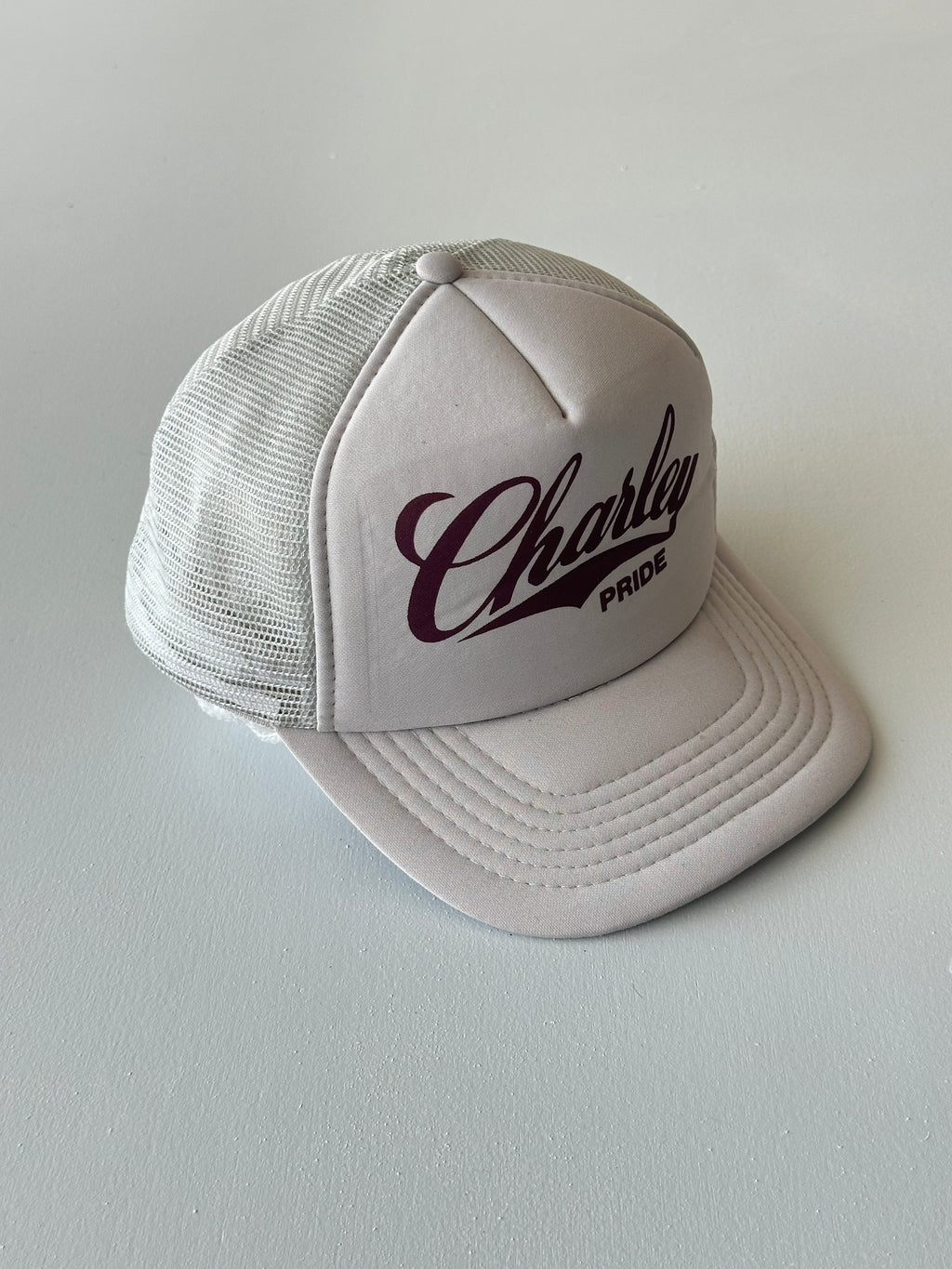 White Charley Pride 80's Vintage Foam Mesh SnapBack Trucker Cap