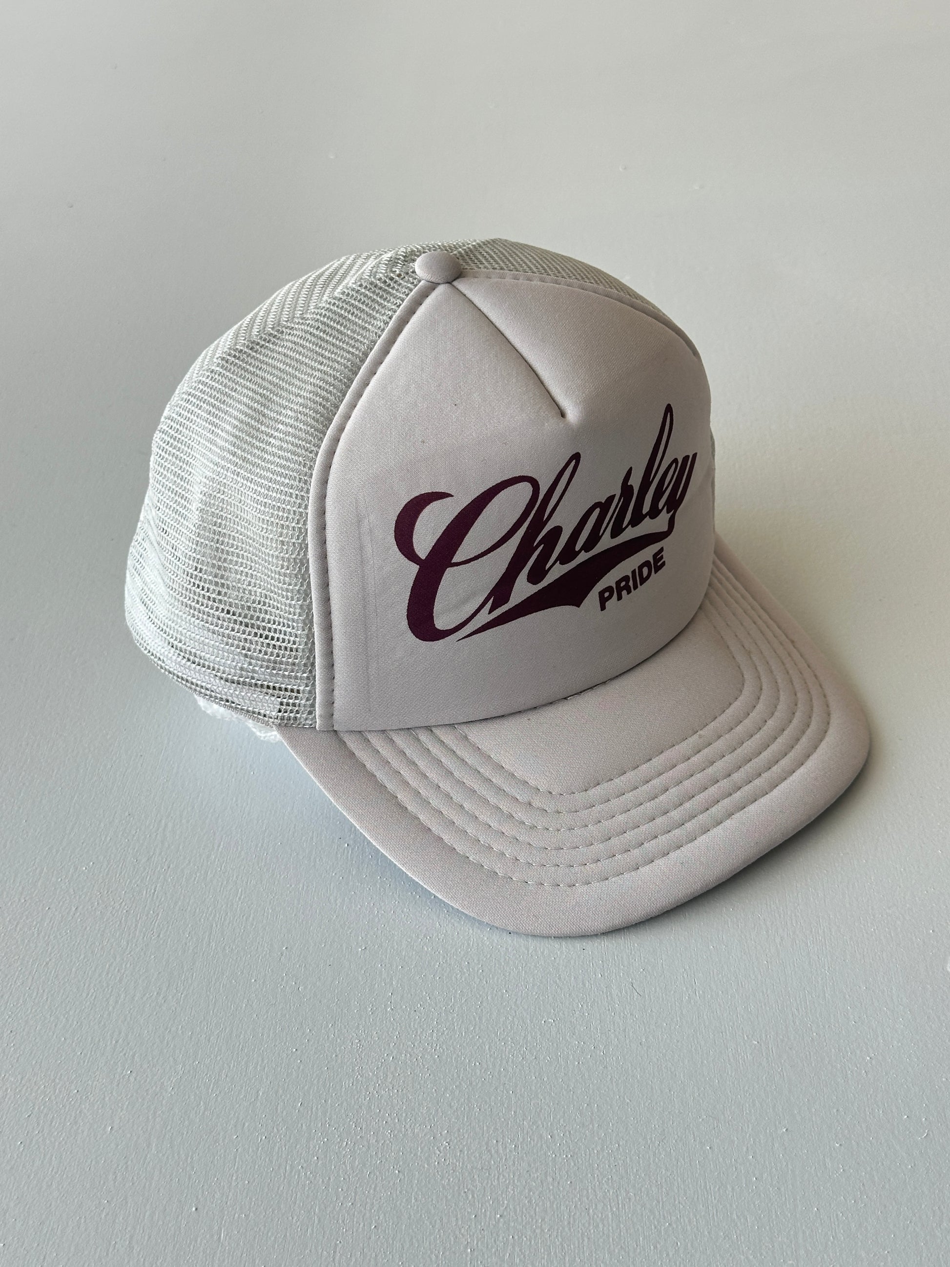 White Charley Pride 80's Vintage Foam Mesh SnapBack Trucker Cap