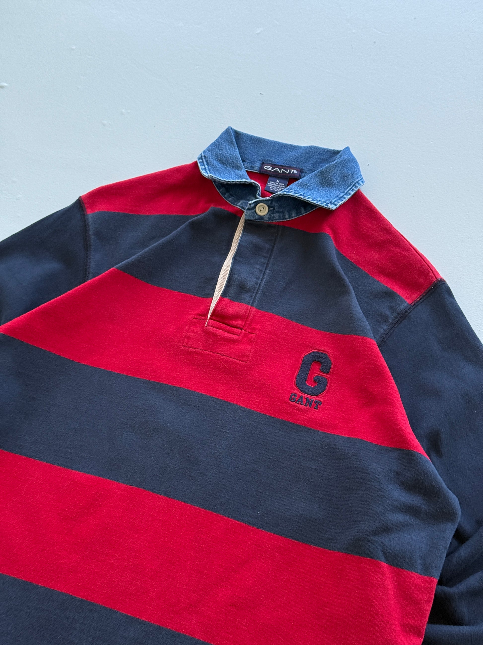 Red Navy GANT 00's Vintage Rugby Polo Shirt - Medium