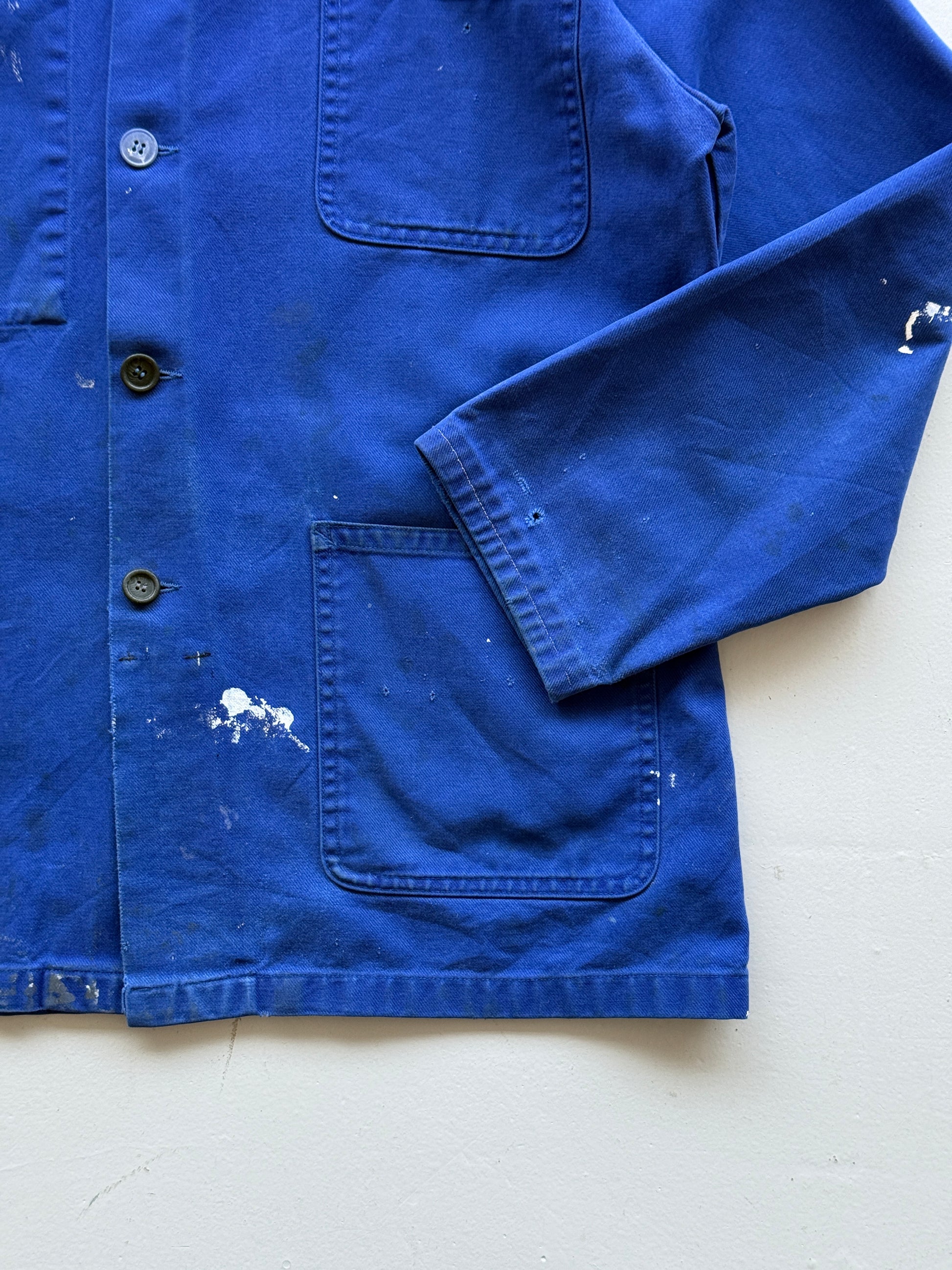 Blue French Workwear Vintage Thrashed Chore Jacket CH039 - Medium/Large