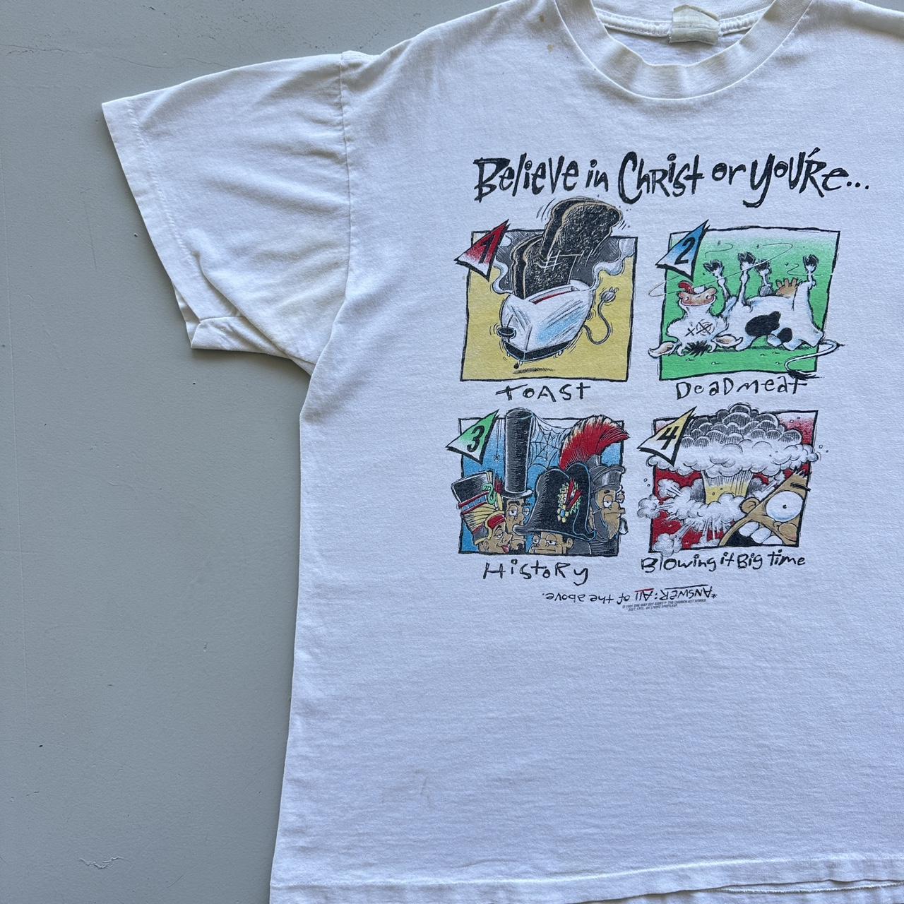 White 90s Religious Christ Vintage T-shirt - XL