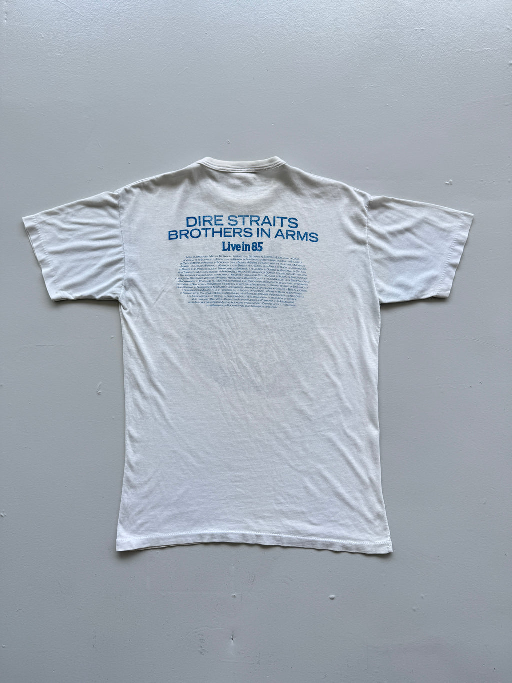 White Dire Straits 80's Vintage Single Stitch Graphic Band Tour T-Shirt - Medium