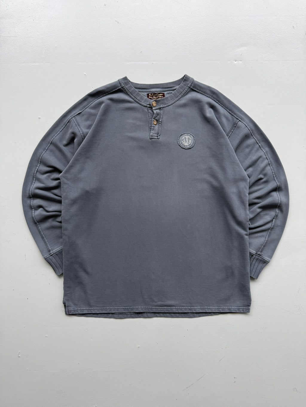 Marlboro Classics Faded Grey 90's Vintage Henley Sweatshirt - 2XL