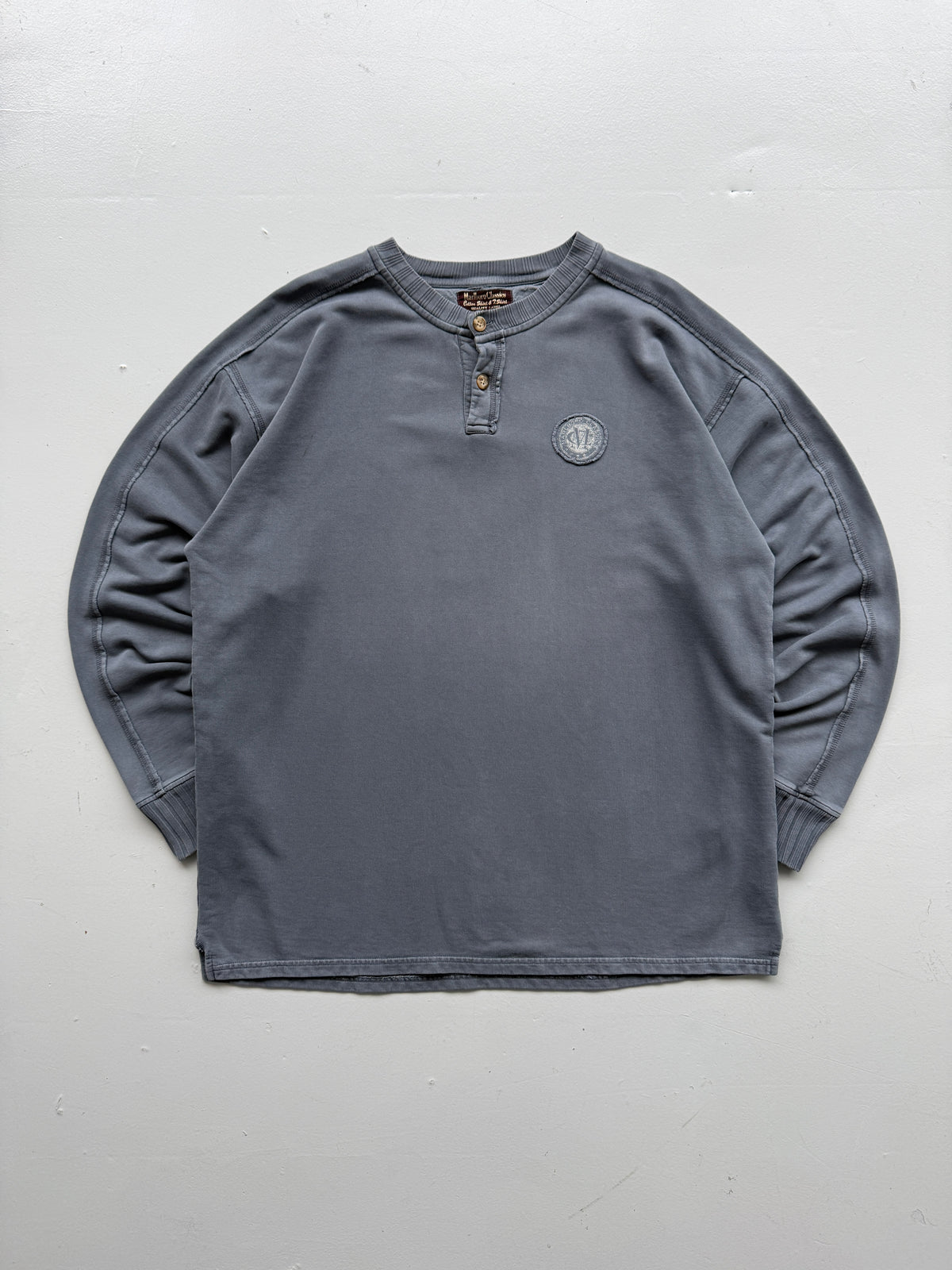 Marlboro Classics Faded Grey 90's Vintage Henley Sweatshirt - 2XL
