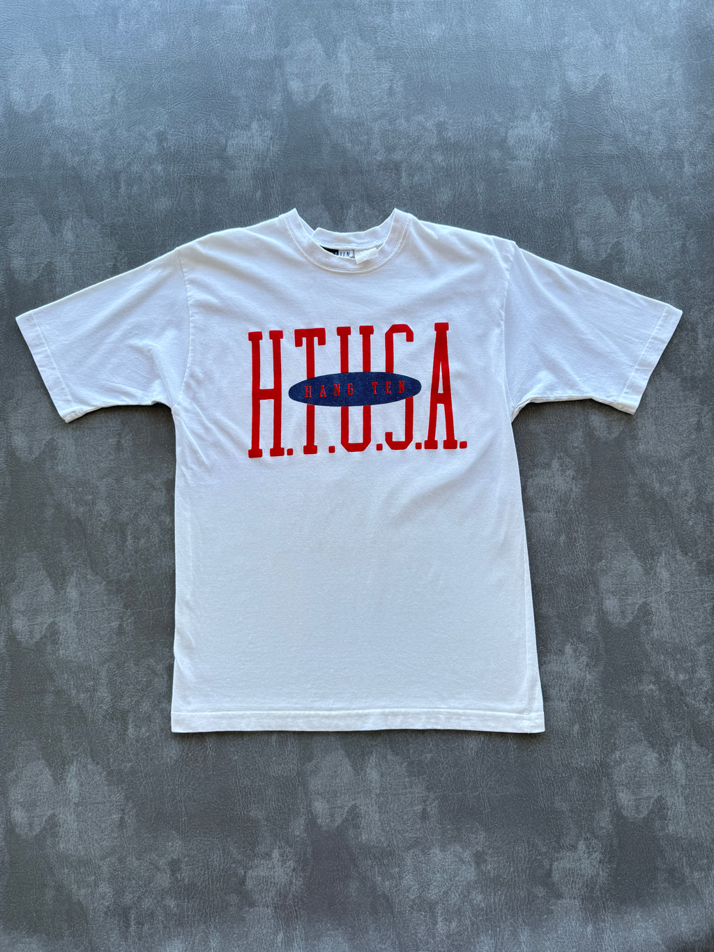 White Hang Ten H.T.U.S.A. 90's Vintage Graphic T-Shirt - Small