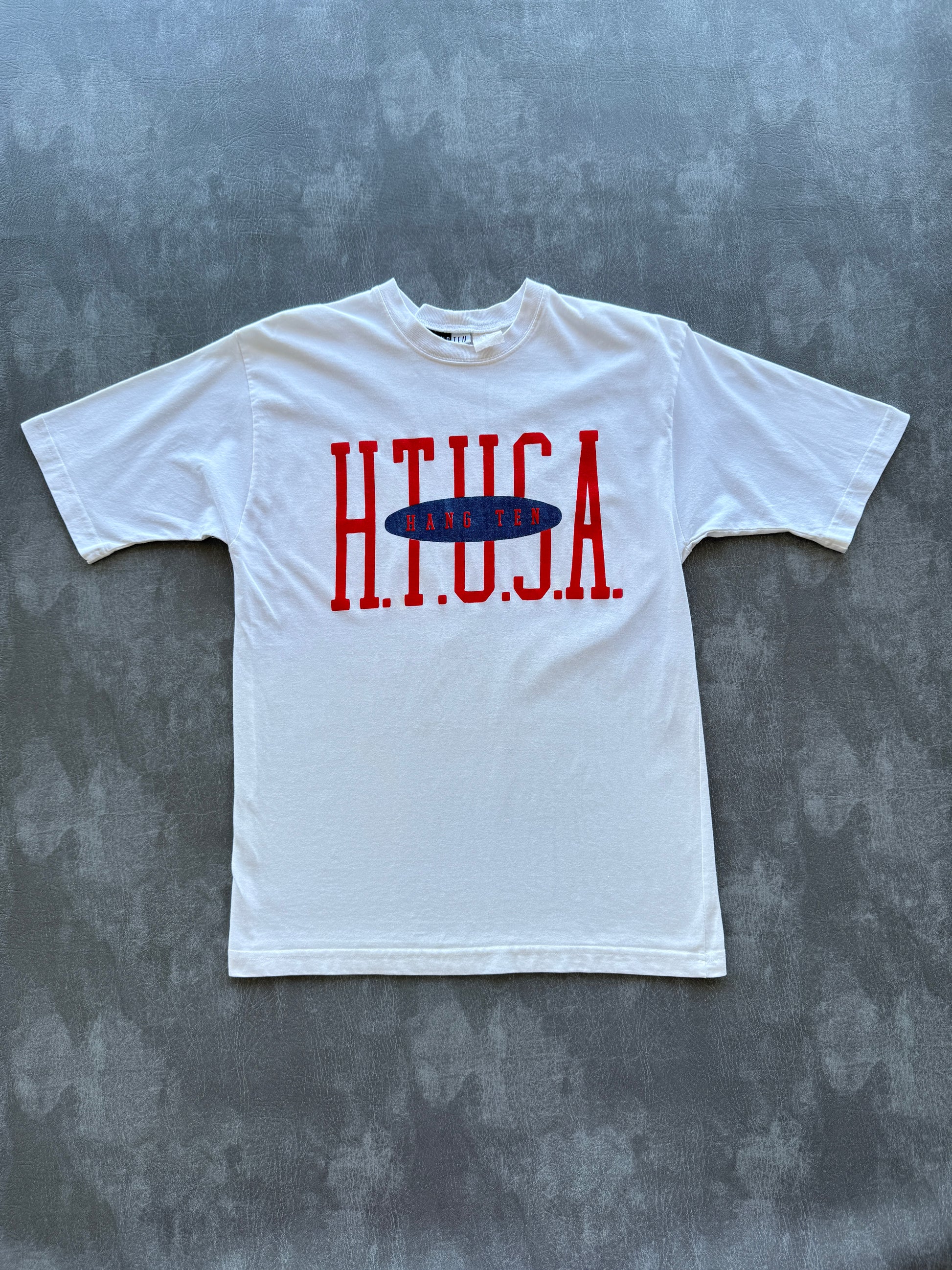 White Hang Ten H.T.U.S.A. 90's Vintage Graphic T-Shirt - Small