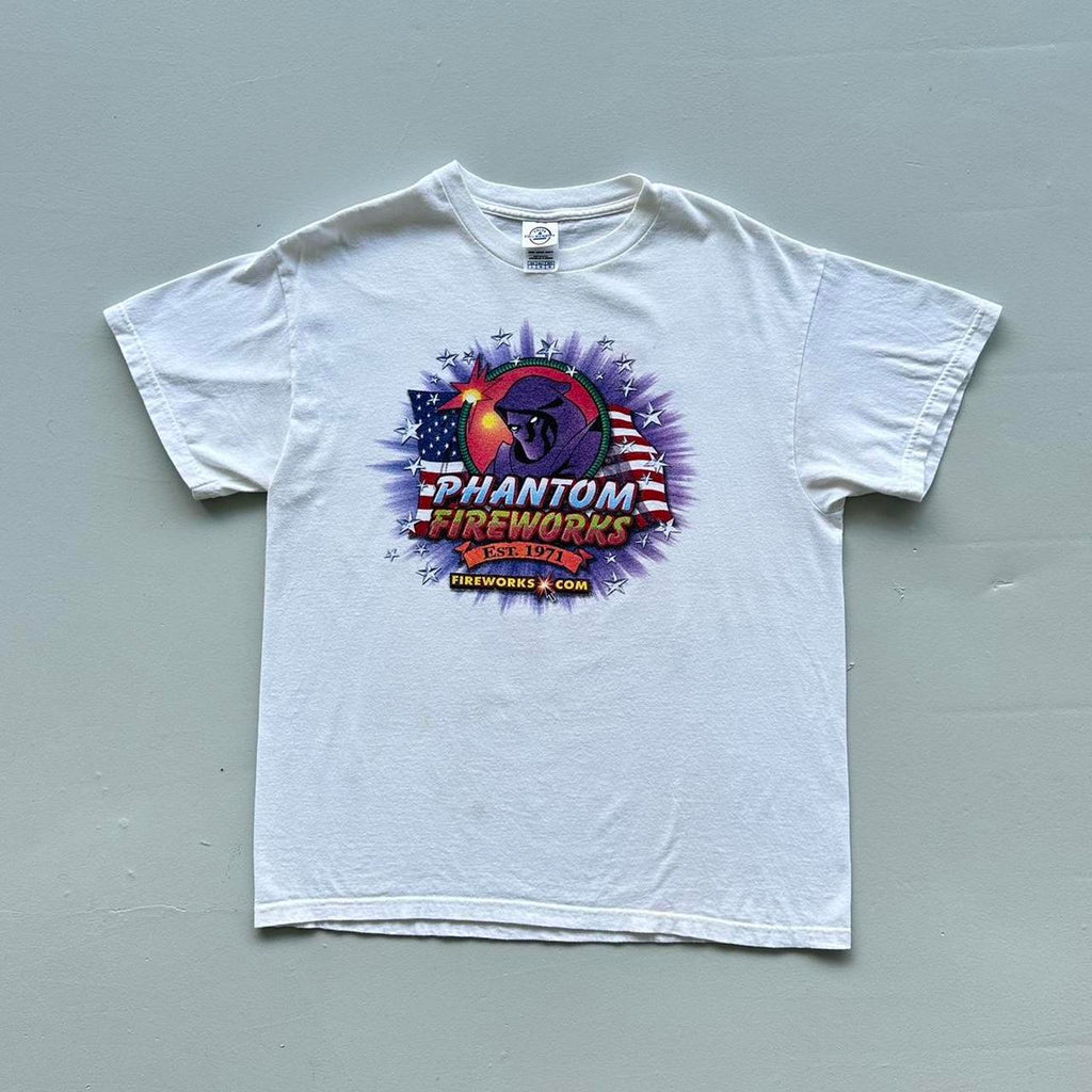 White Phantom Fireworks Vintage 00’s T-shirt - Large