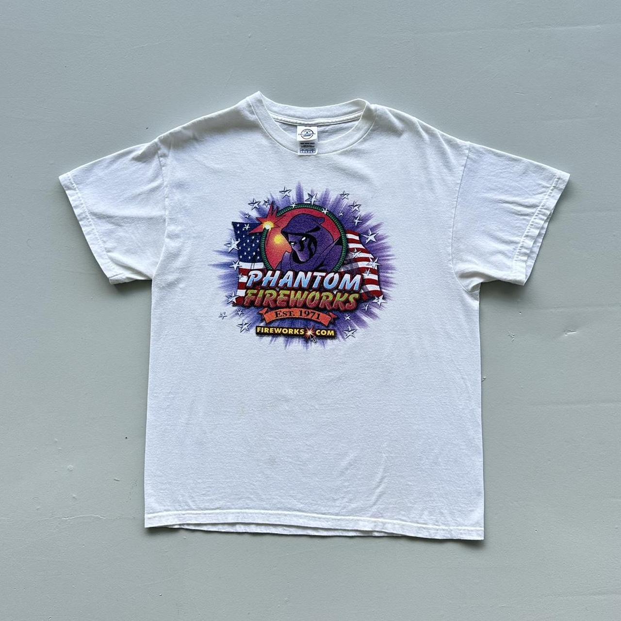 White Phantom Fireworks Vintage 00’s T-shirt - Large