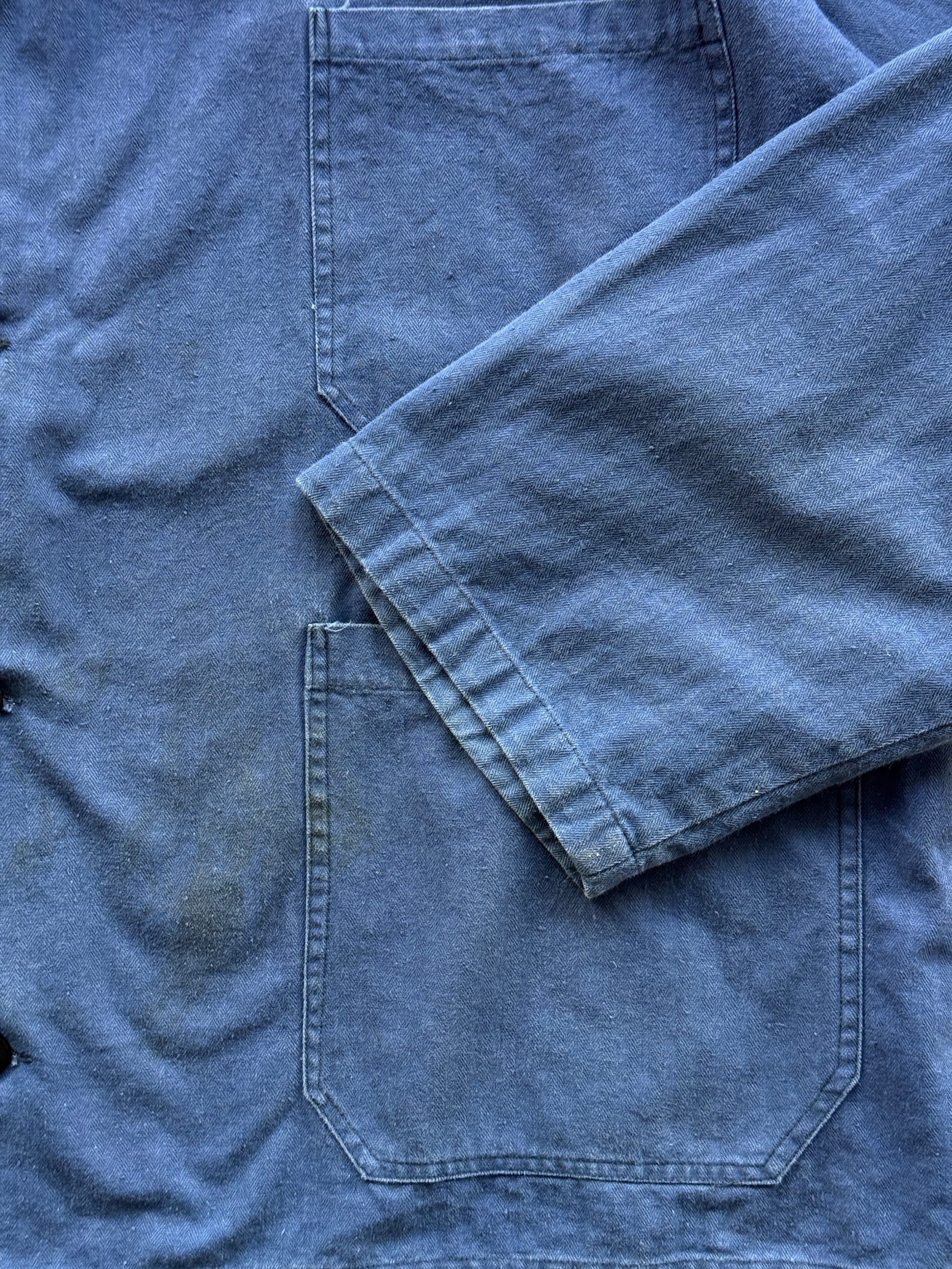 Herringbone Twill Navy French Workwear 80’s Vintage Chore Jacket CH027 - 2XL