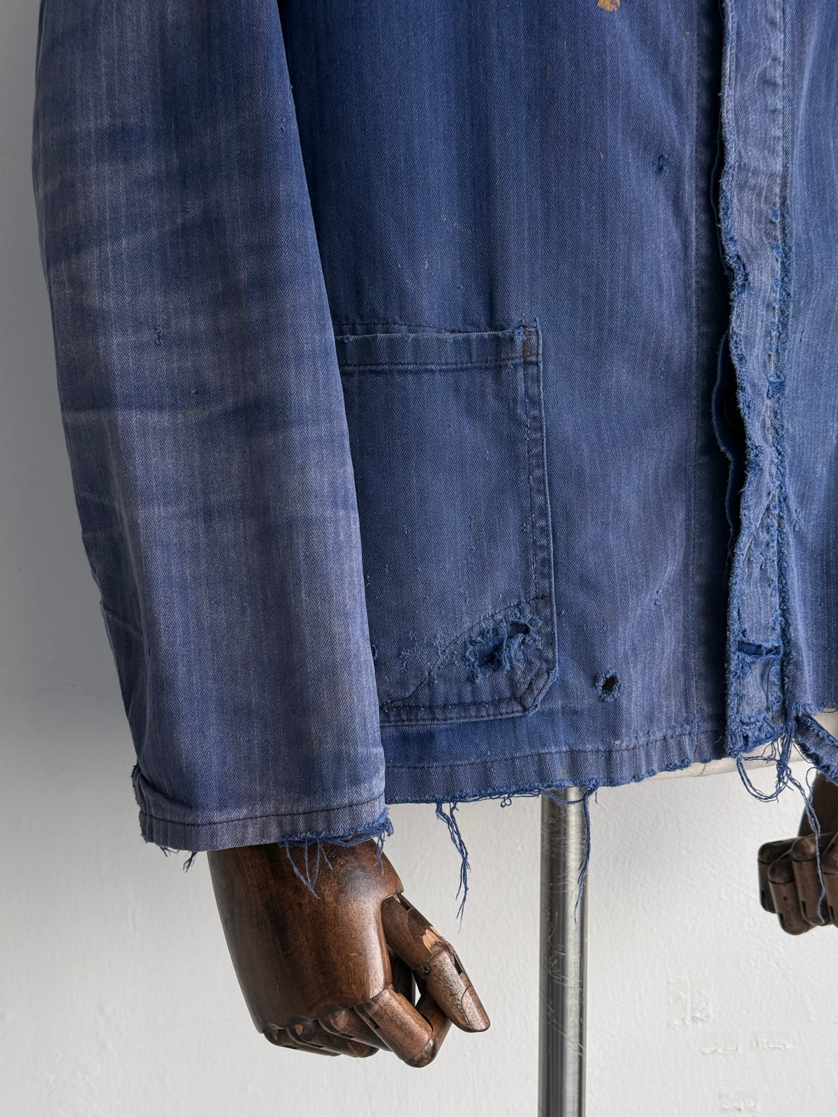Thrashed Blue French 1950/60's Vintage Workwear Chore Jacket CH544 - XS