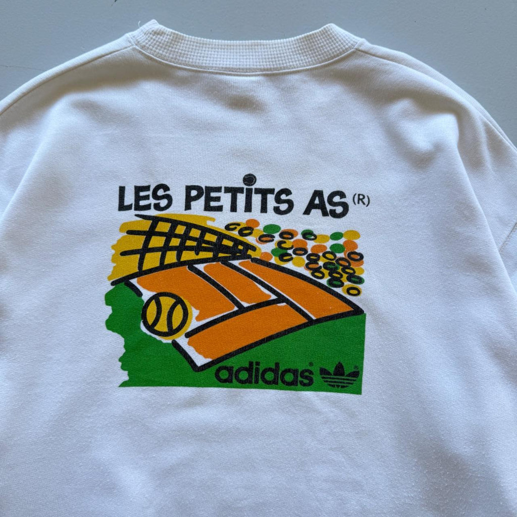 Cream Adidas Tennis 90s Vintage Graphic Sweatshirt - Small
