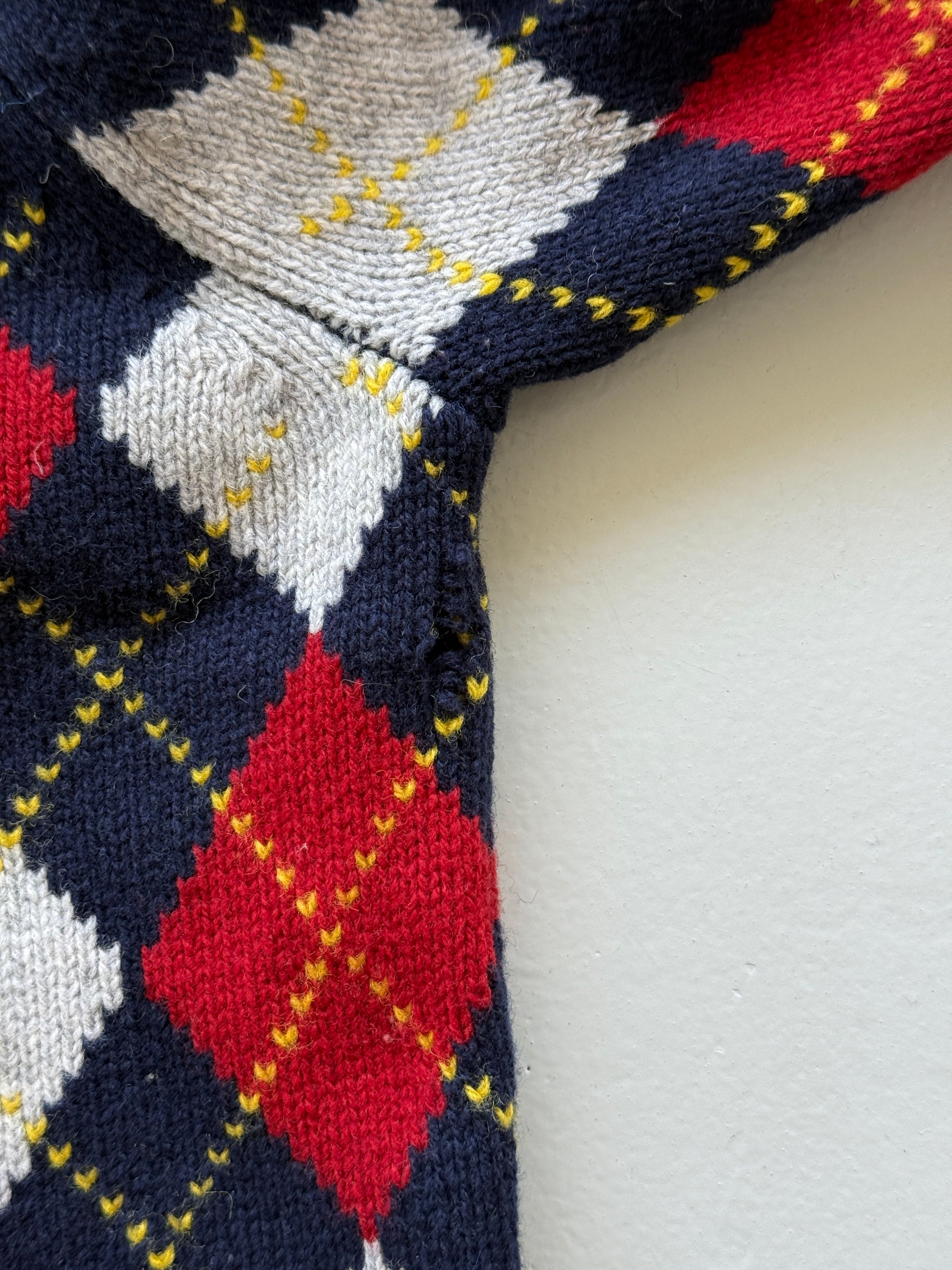 Red Argyle Brooks Brothers 00's Vintage Wool Knit Jumper - Medium