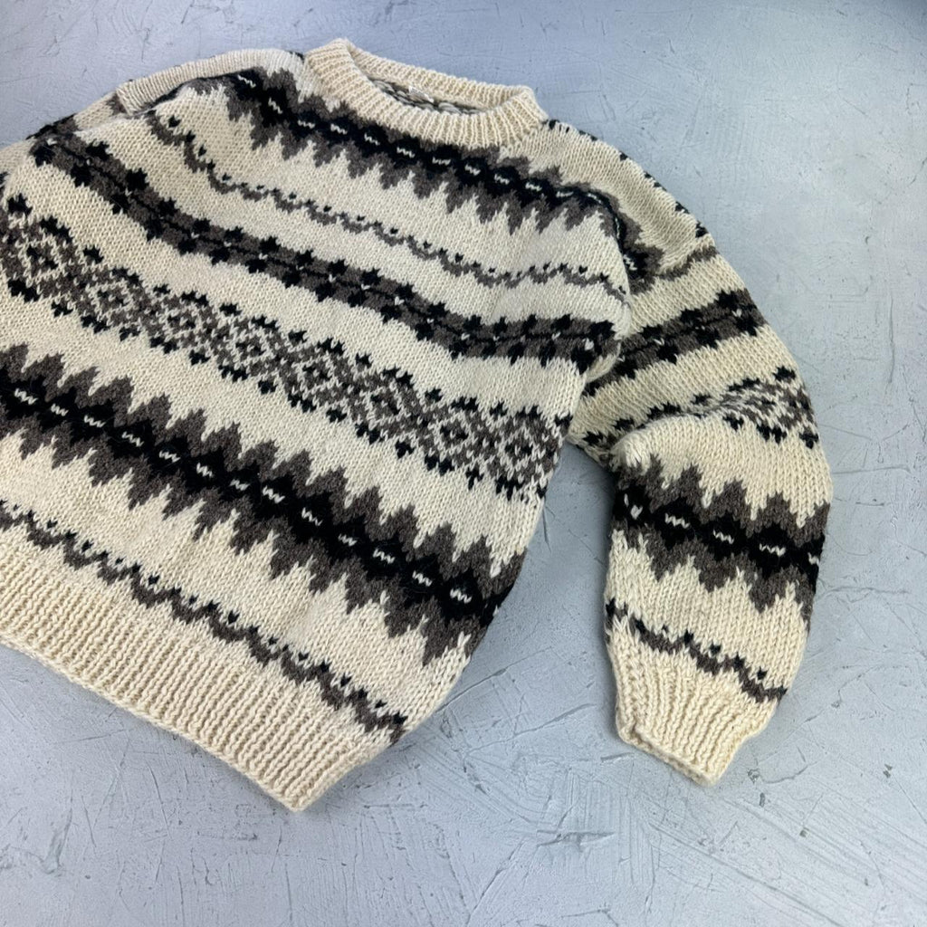 Hand Knit 90's Woollen Nepalese Sweatshirt - XL