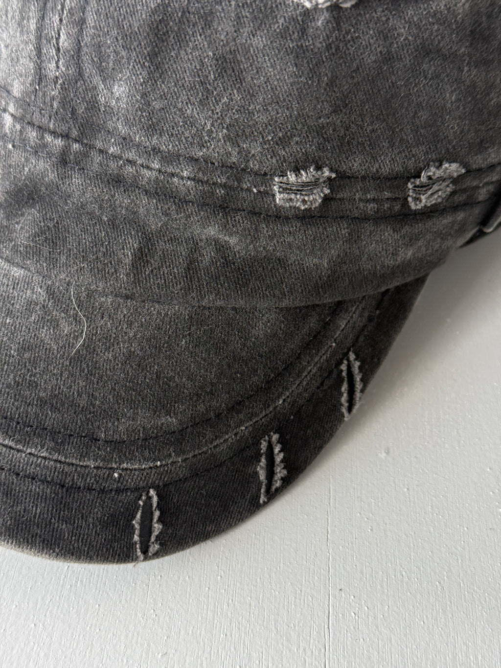 Charcoal Distressed Y2K Cadet Cap Military Style 00's Grunge Aesthetic
