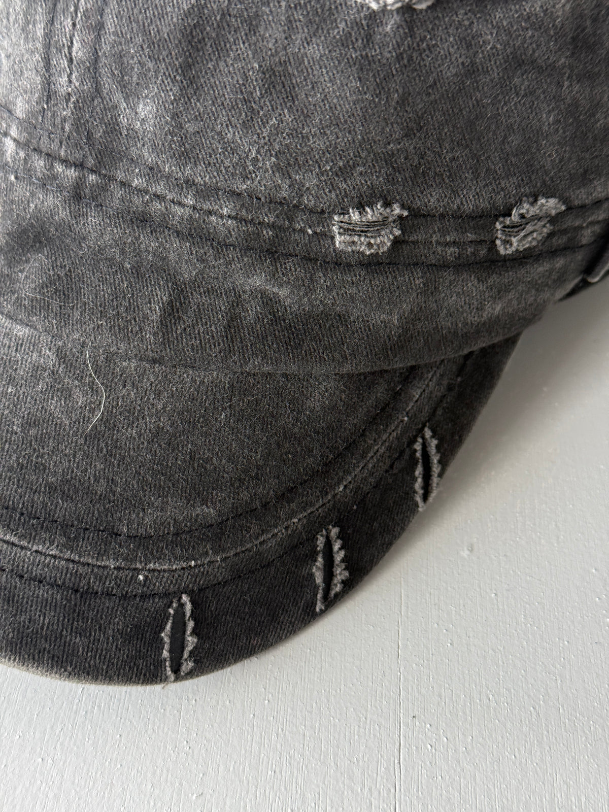 Charcoal Distressed Y2K Cadet Cap Military Style 00's Grunge Aesthetic