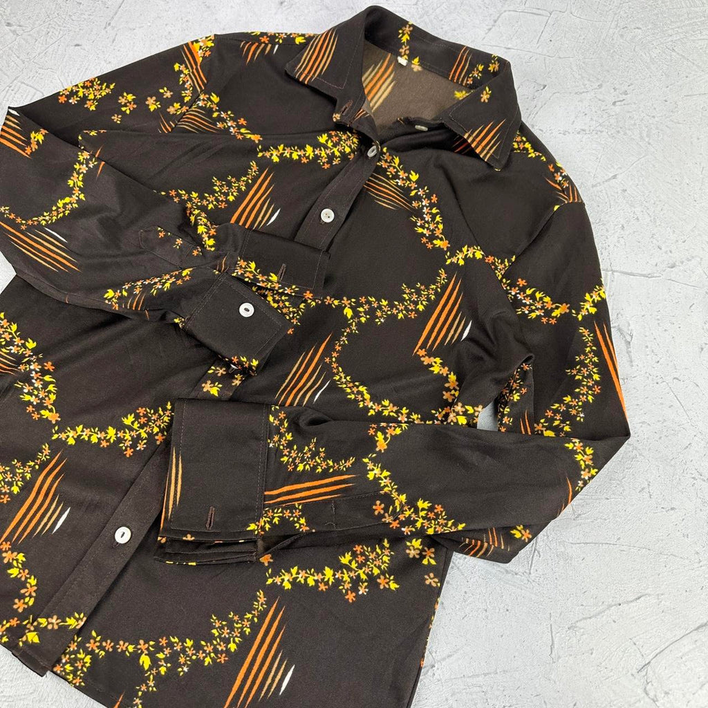 Vintage 70s Patterned Shirt - Small Size 8/10