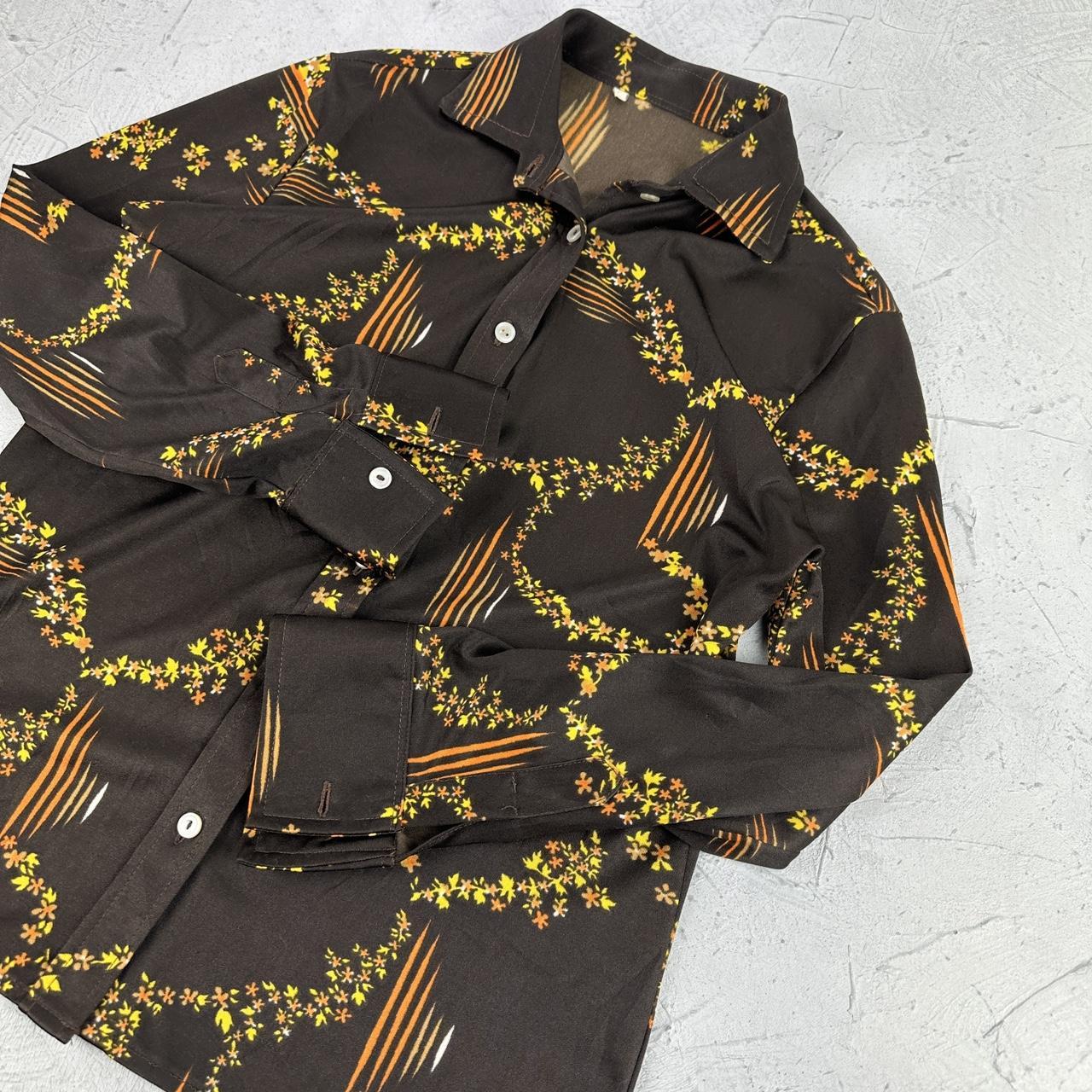 Vintage 70s Patterned Shirt - Small Size 8/10