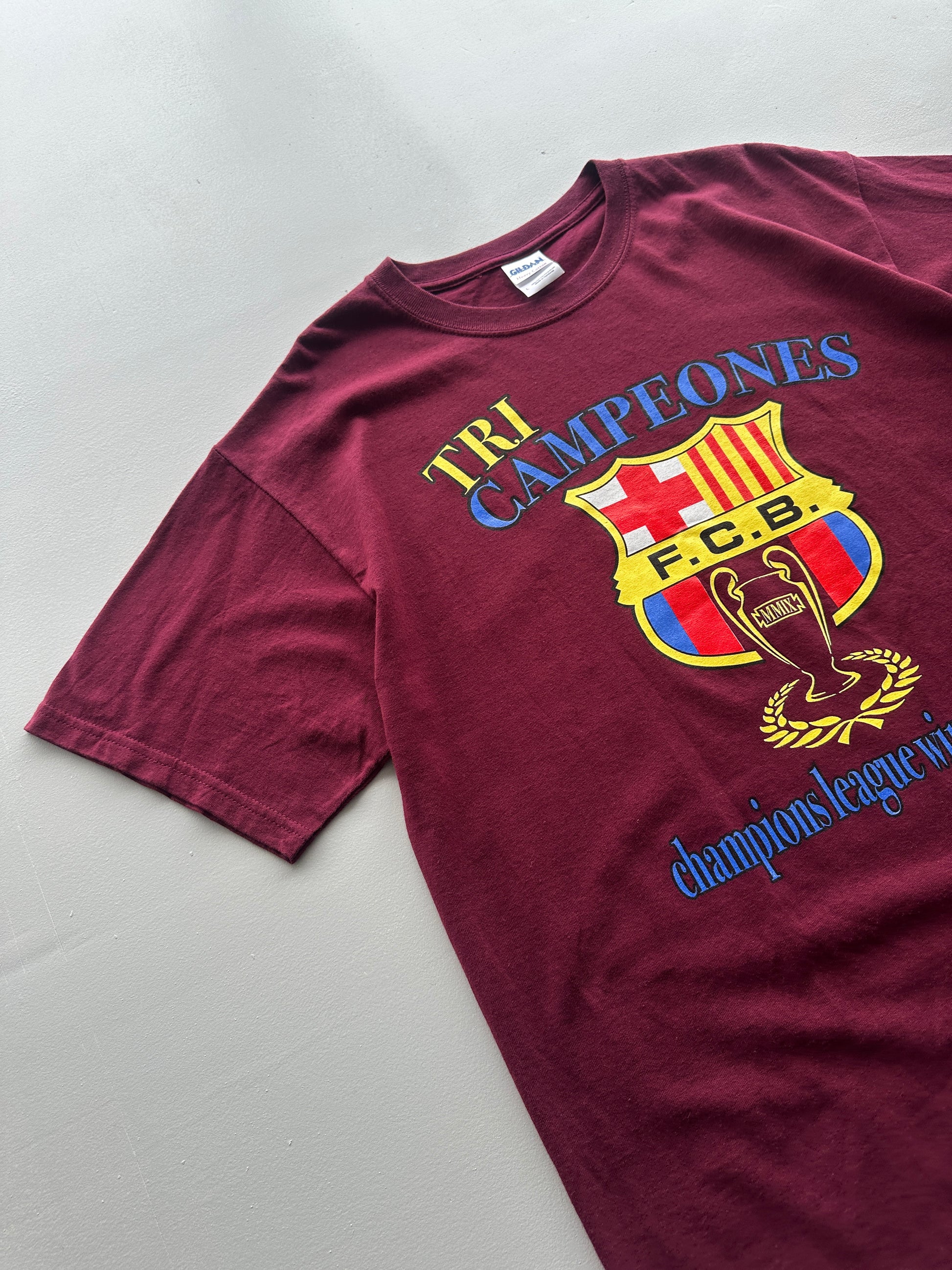 FC Barcelona Tri Campeones Champions League 2009 Vintage T-Shirt - Large