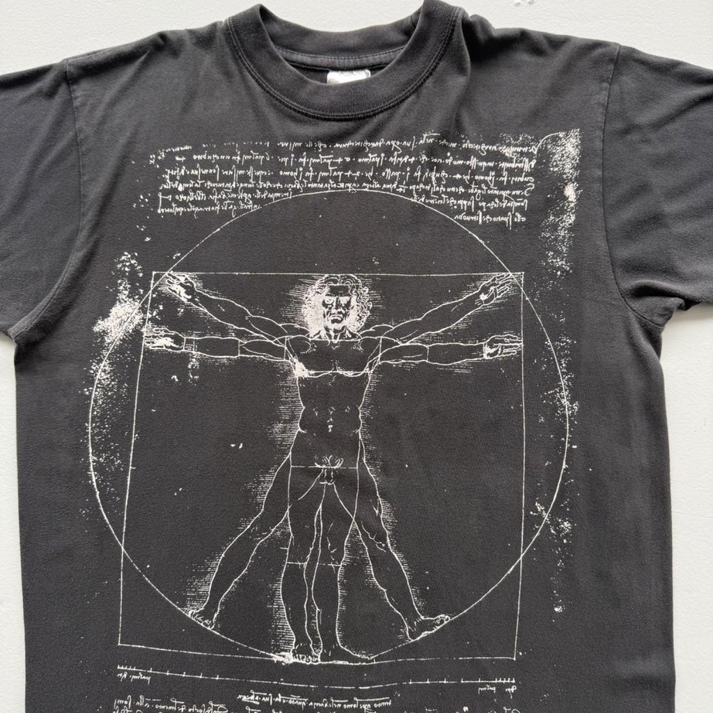 Black DaVinci Vitruvian Man 90s Vintage T-shirt - Large