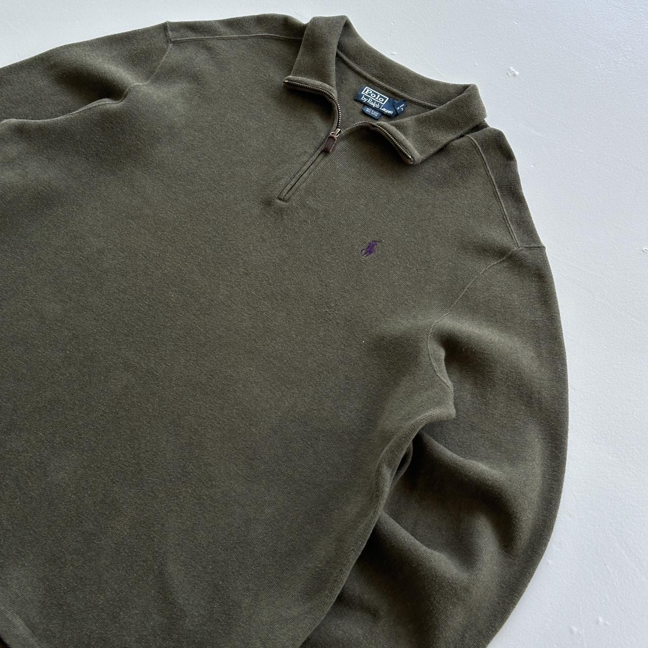 Khaki Green Polo Ralph Lauren Quarter Zip Sweatshirt - 2XL
