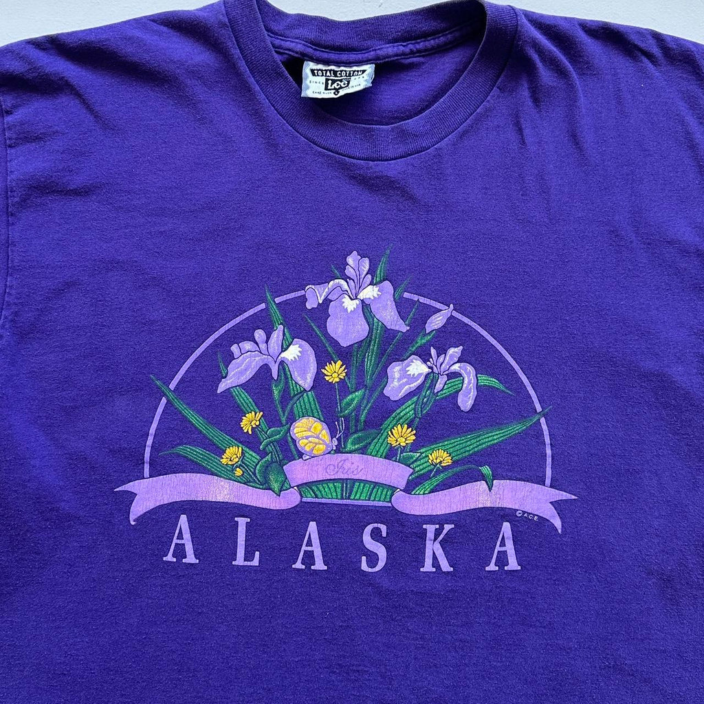 Alaska Purple Flowers 90s Vintage T-shirt - Medium