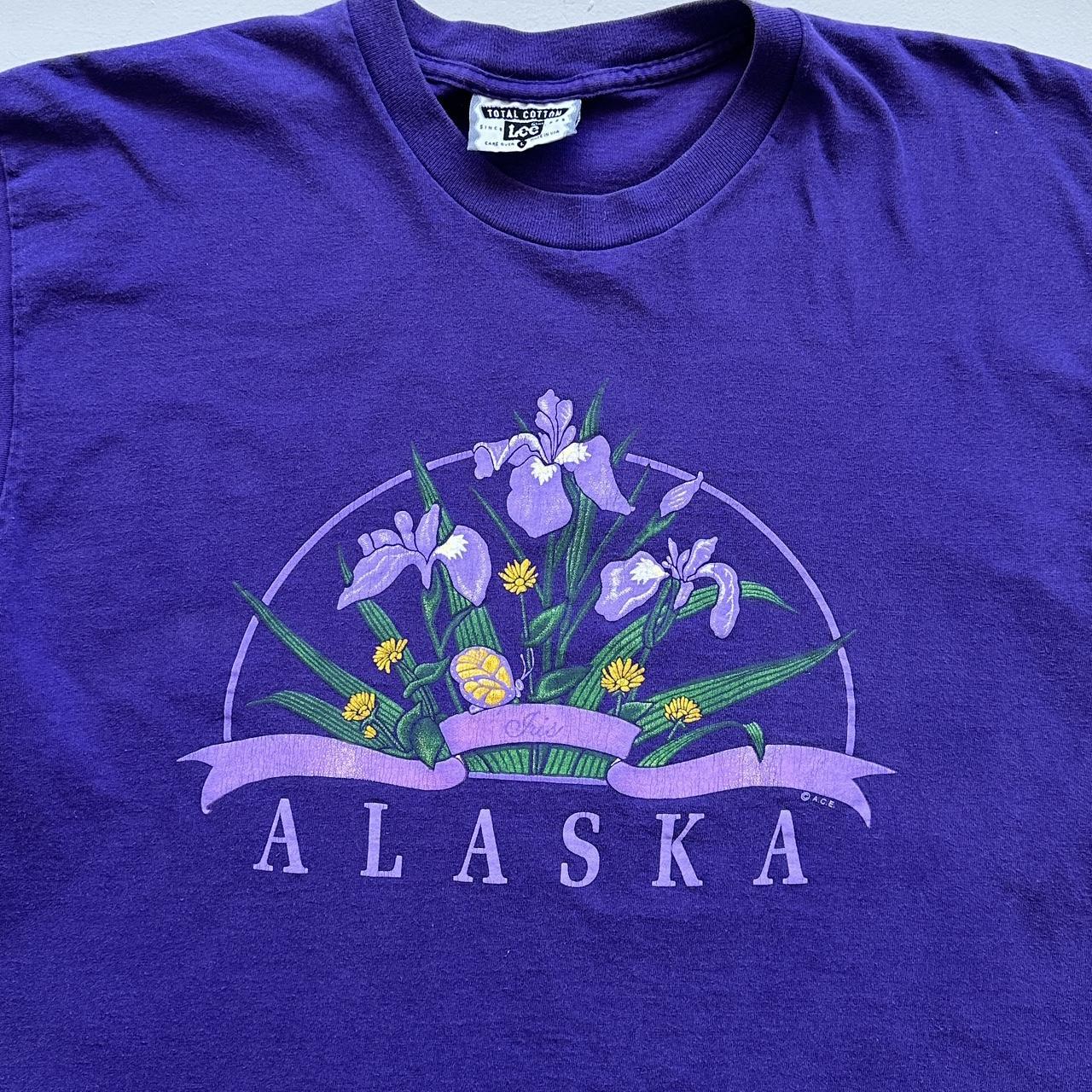 Alaska Purple Flowers 90s Vintage T-shirt - Medium