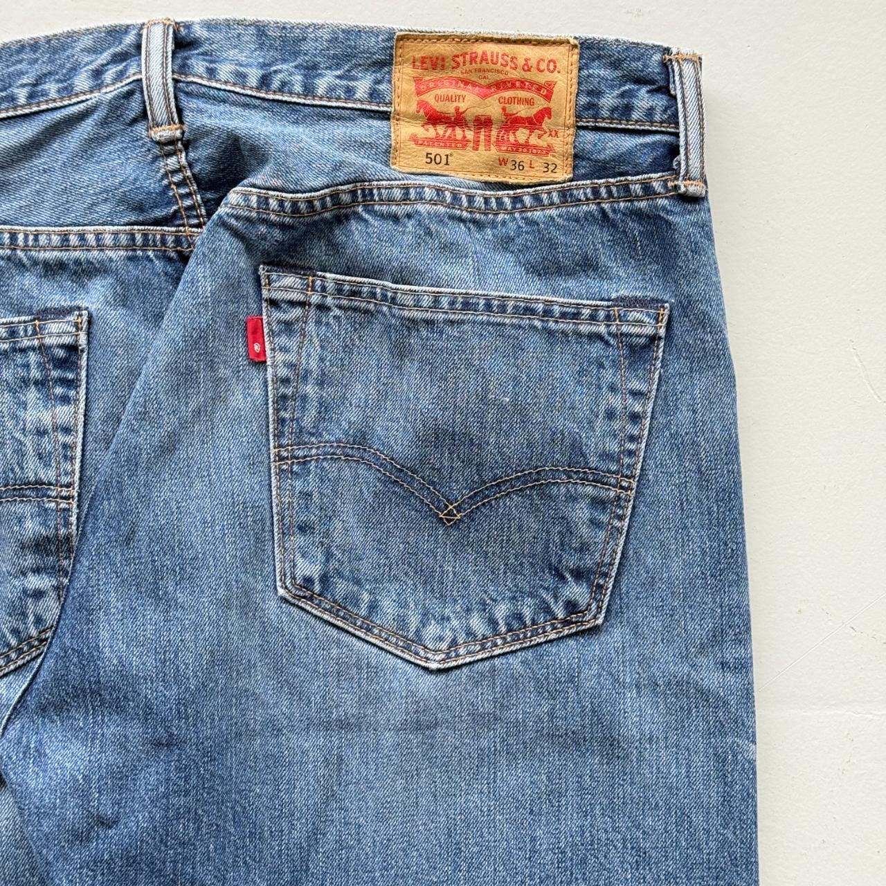 Blue Levi's 501 Denim Straight Leg 90's Vintage Jeans - 36” x 32”