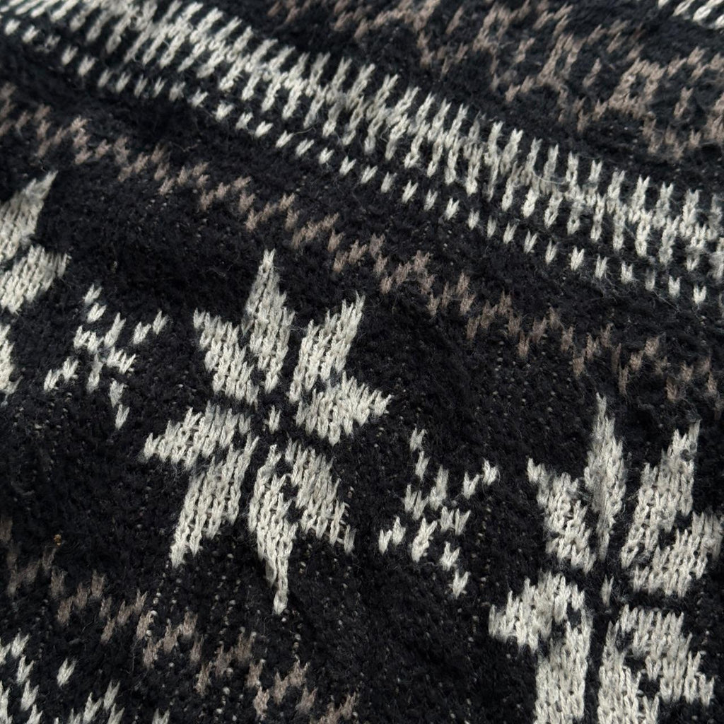 Black Striped 90's Vintage Christmas Pattern Knit Jumper - Medium