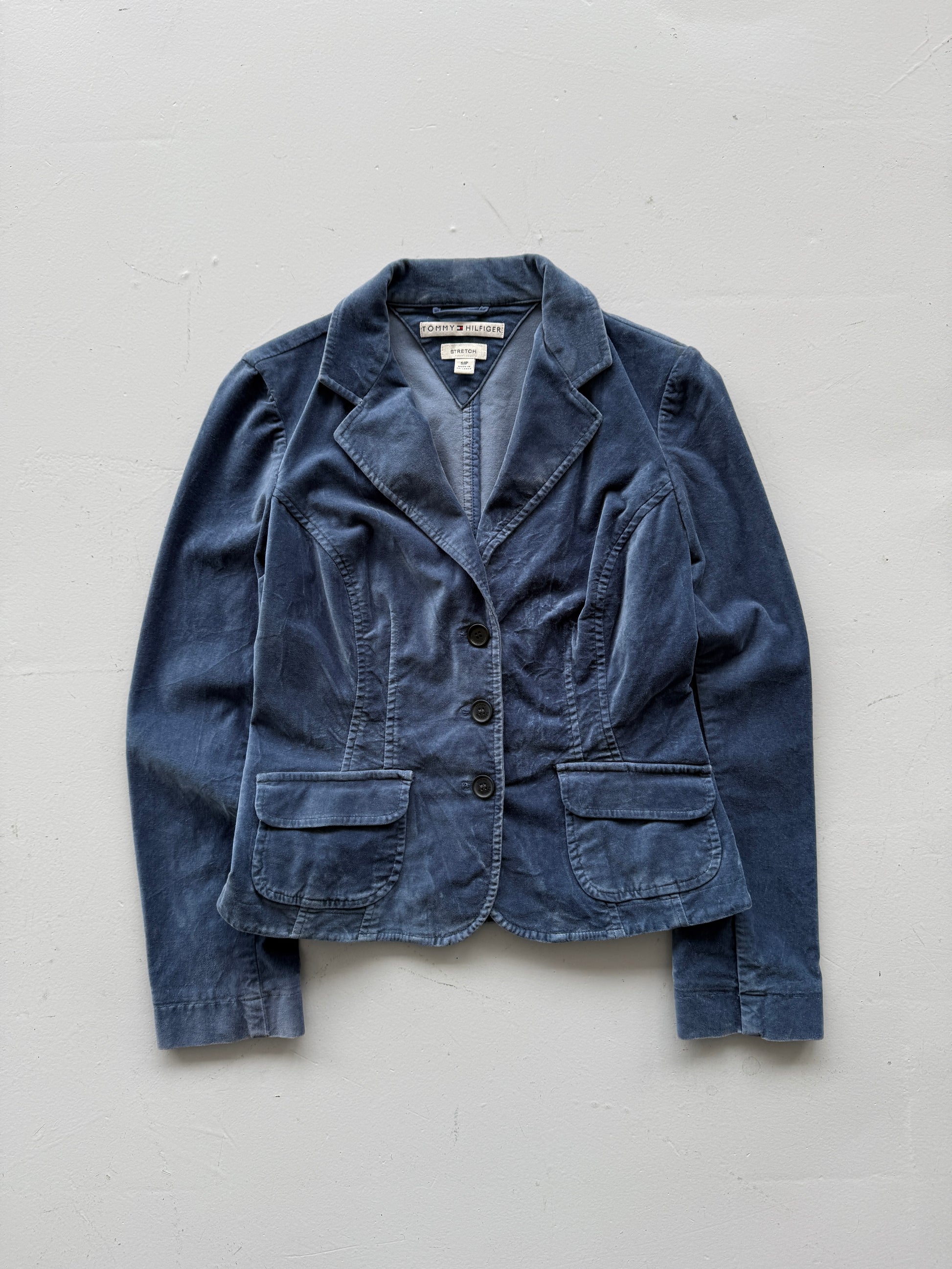 Blue Tommy Hilfiger 00's Vintage Y2K Velour Suit Jacket- XS