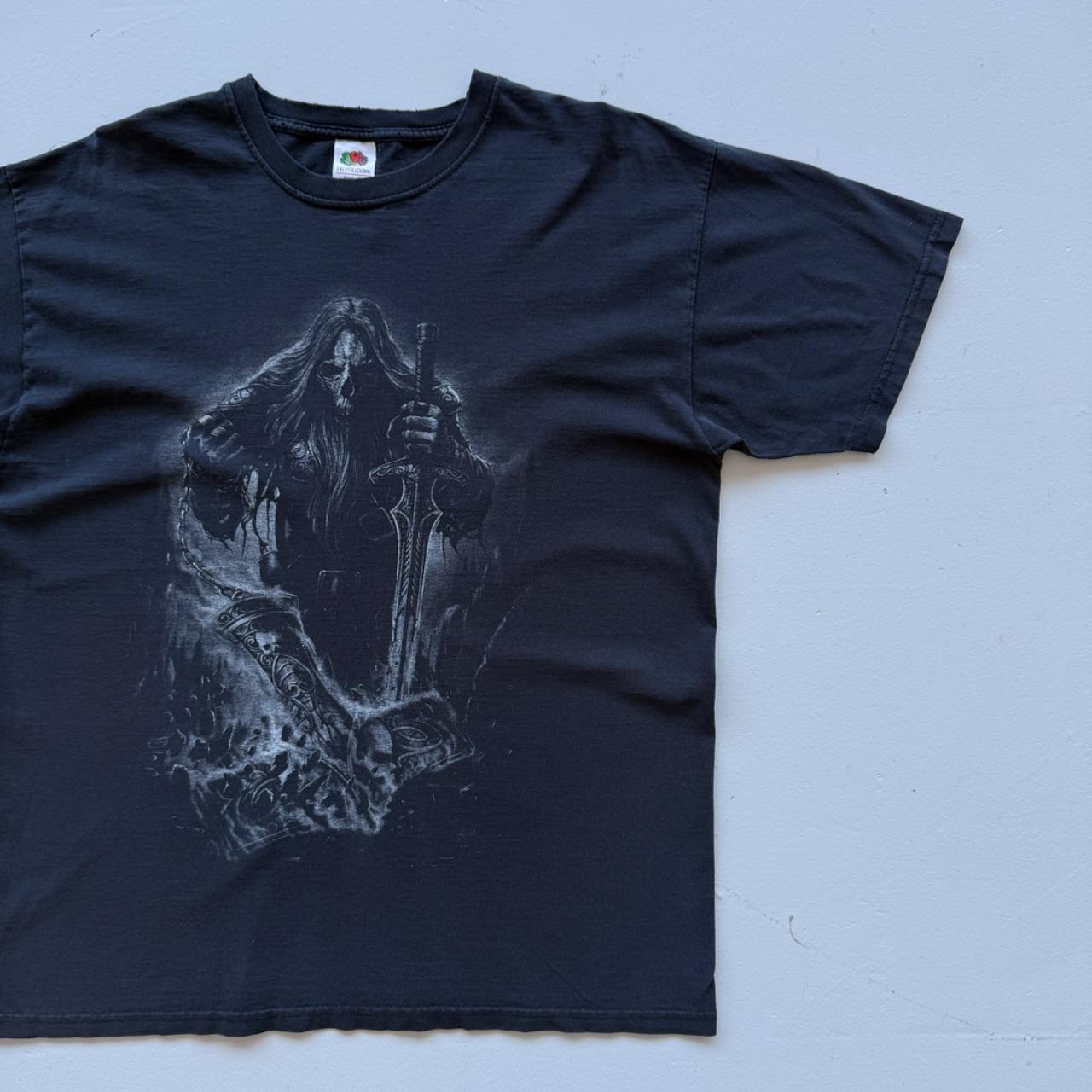 Black Gothic Reaper 90s Vintage Graphic T-Shirt - Large