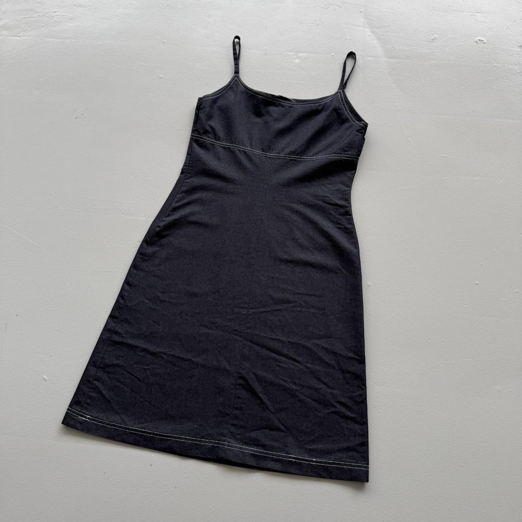 Women's Black / Dark Navy Denim Spaghetti Strap Mini Dress - Size 8