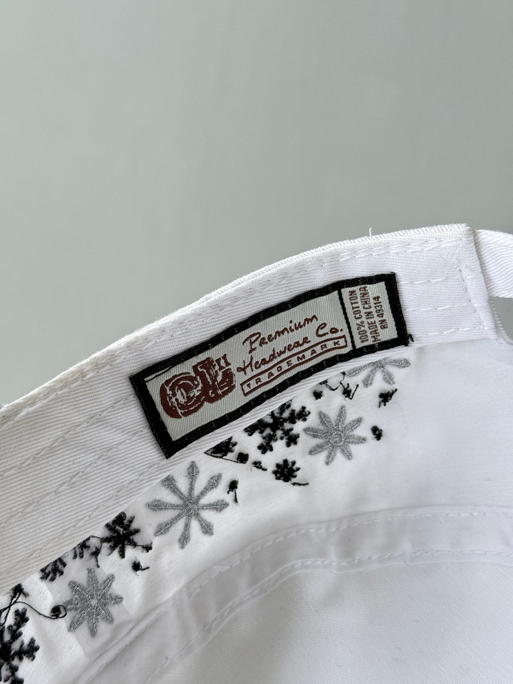 White Snowflake Y2K Cadet Cap Military Style 00's Grunge Aesthetic
