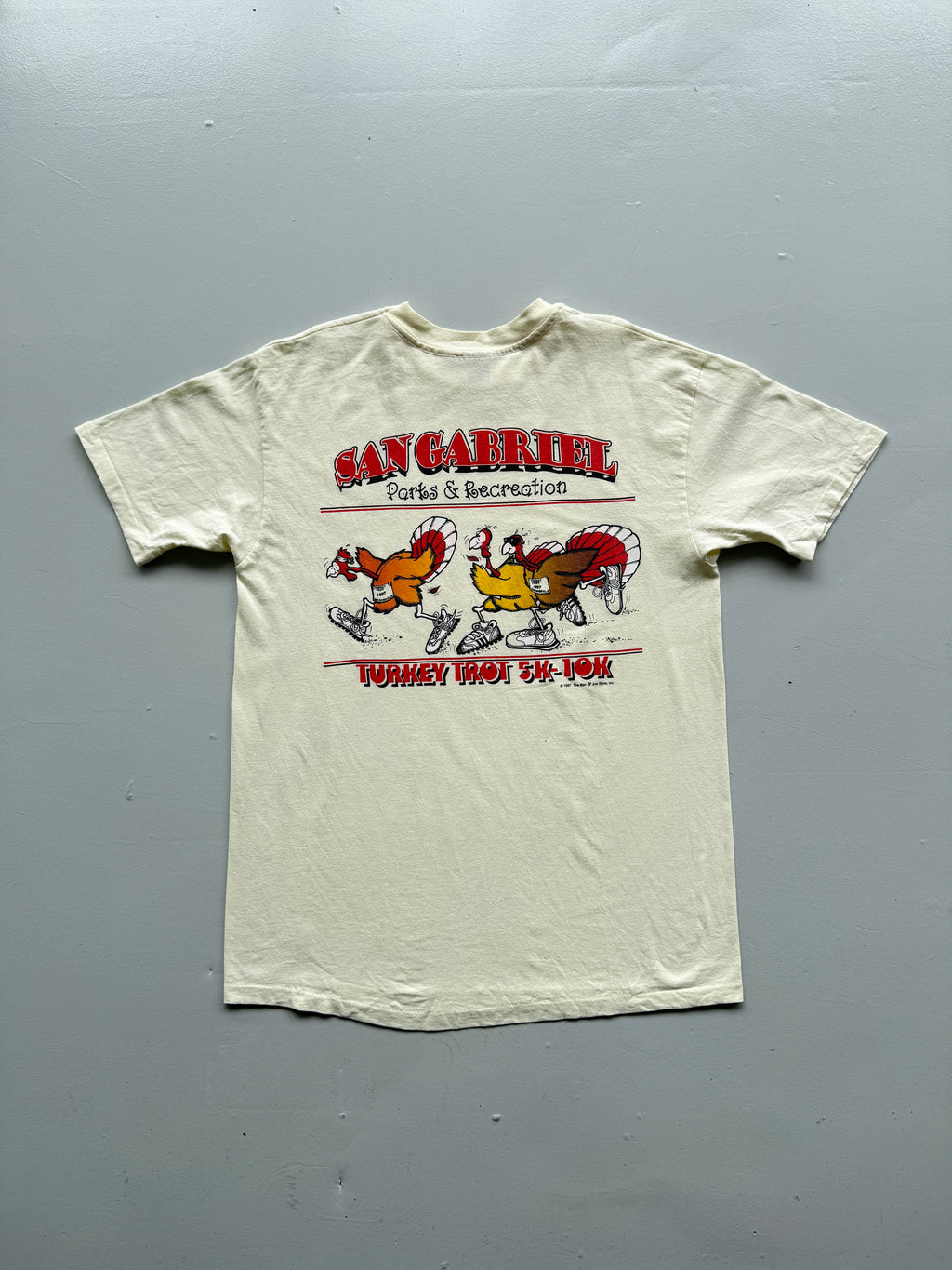 Yellow San Gabriel Fun Run 90's Vintage Single Stitch Graphic T-Shirt - XL