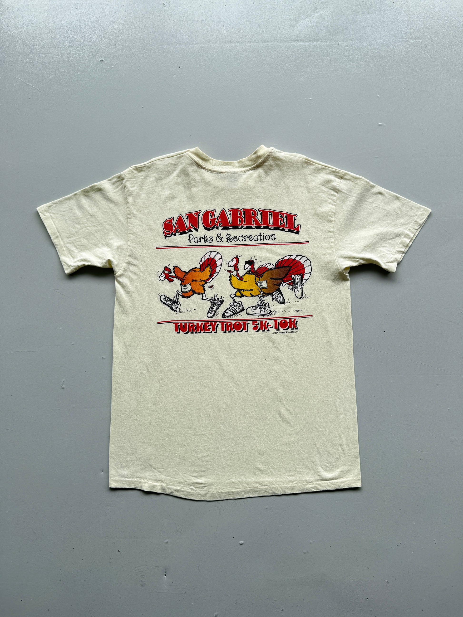 Yellow San Gabriel Fun Run 90's Vintage Single Stitch Graphic T-Shirt - XL