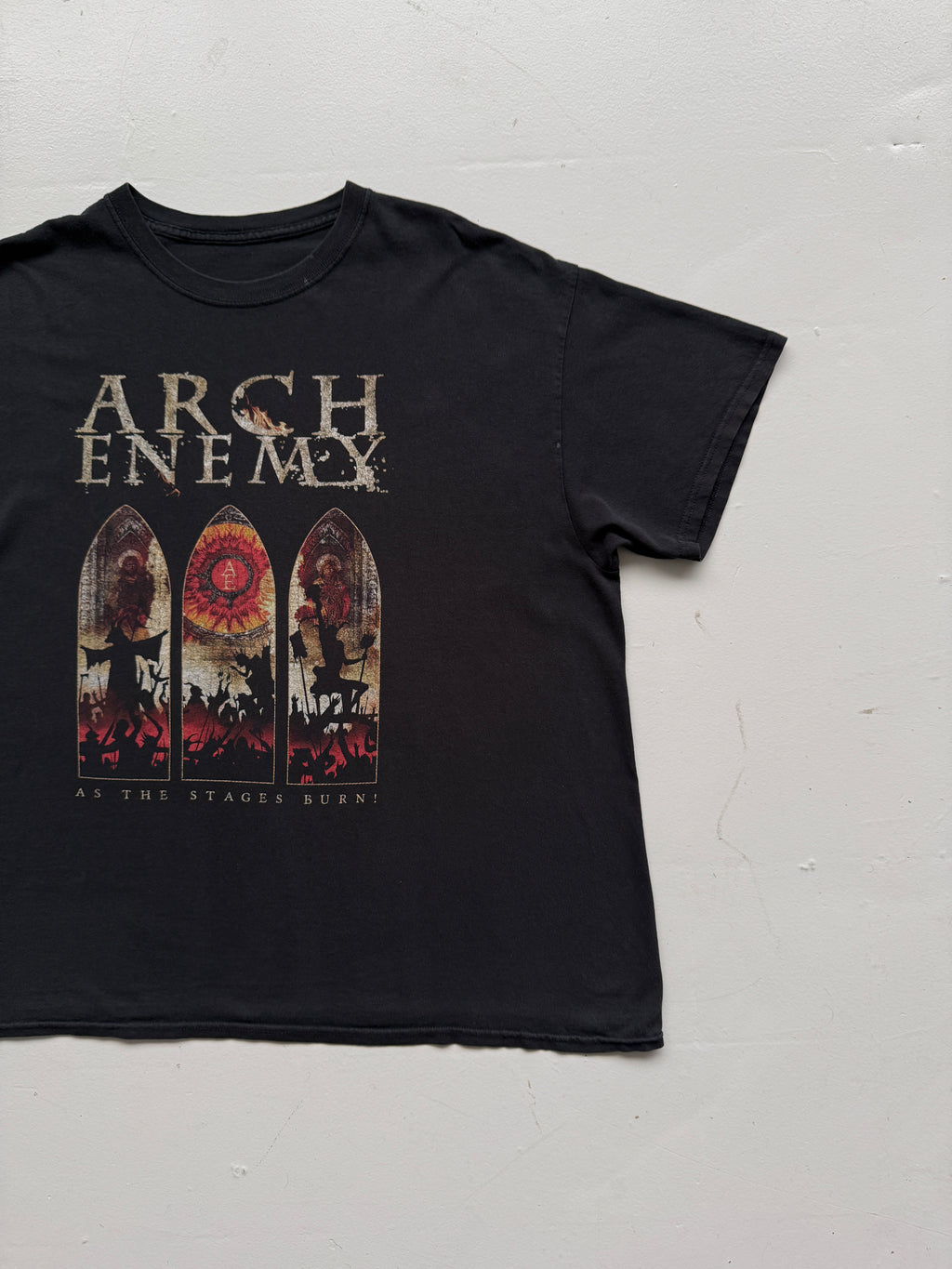 Black Arch Enemy As The Stages Burn! Vintage Graphic T-Shirt - XL