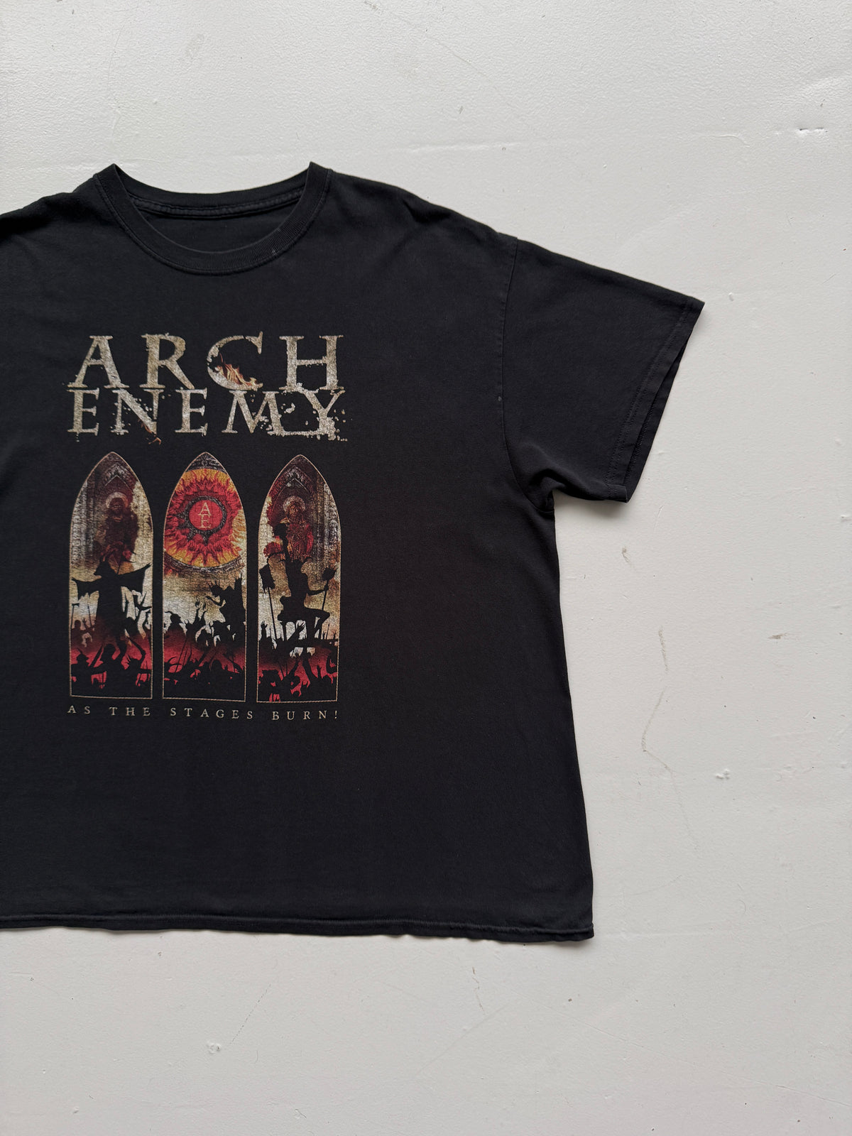 Black Arch Enemy As The Stages Burn! Vintage Graphic T-Shirt - XL