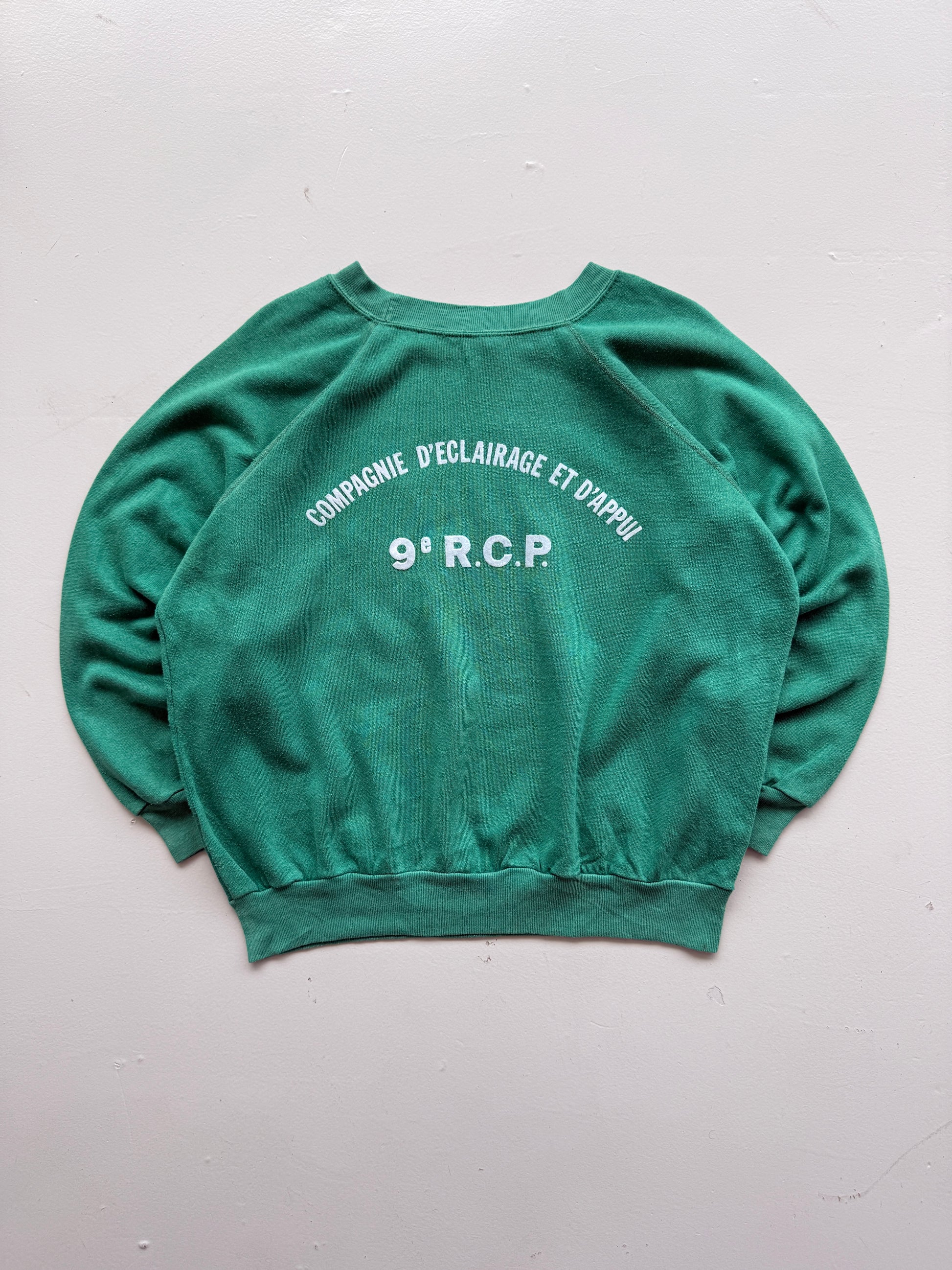 French Military 9e RCP 80's Vintage Raglan Sweatshirt - Small
