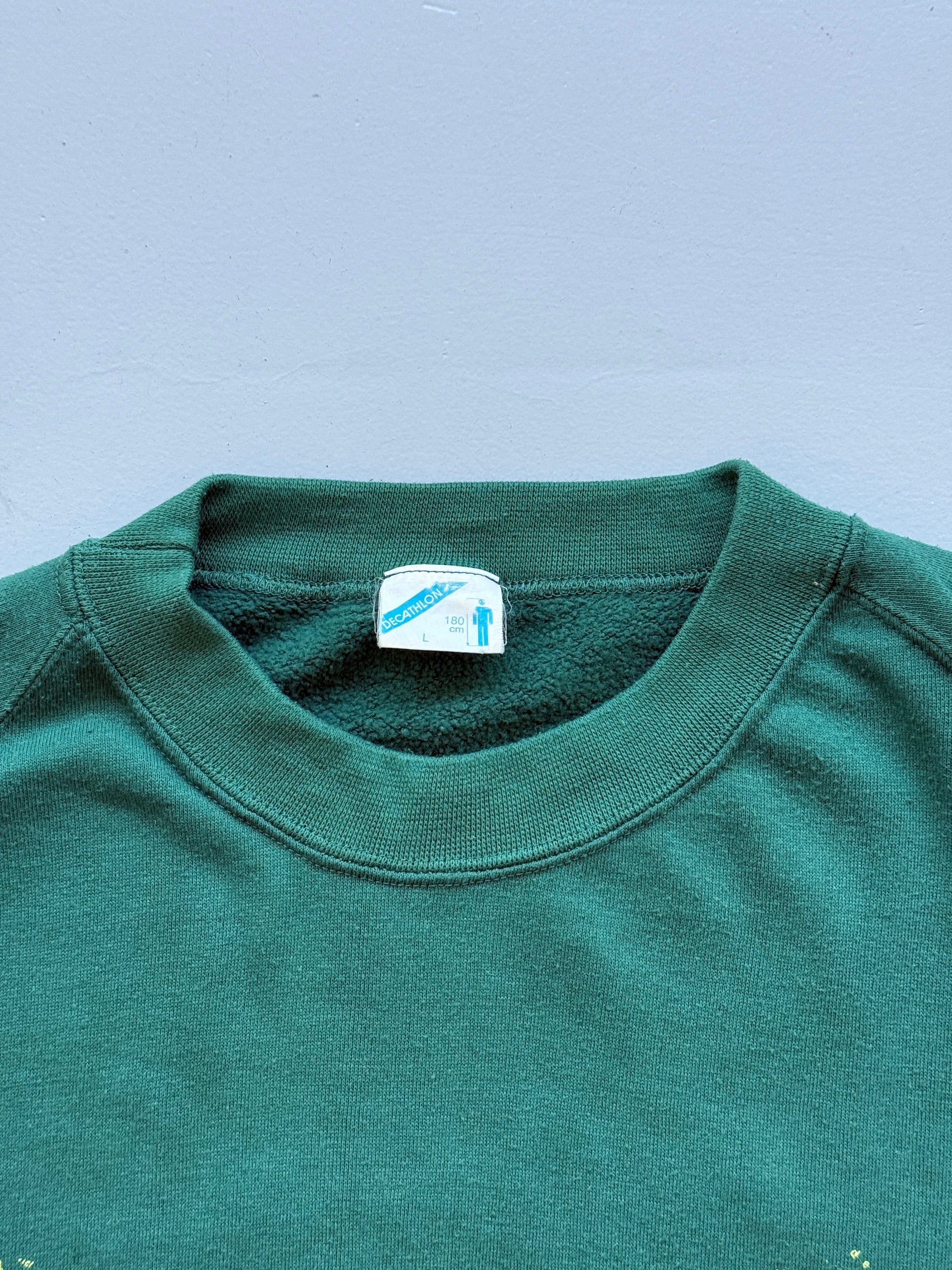 Green Decathlon 90's Vintage Graphic Sweatshirt Jumper - Large