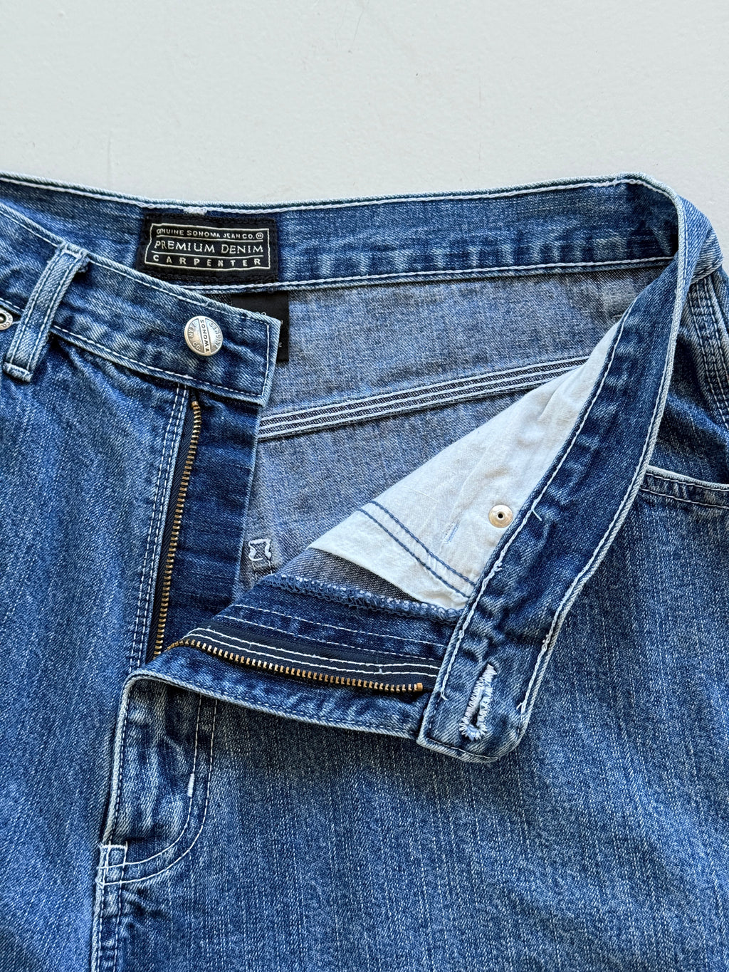 Mid Blue Sonoma 00's Vintage Baggy Carpenter Denim Shorts - W32 x L9