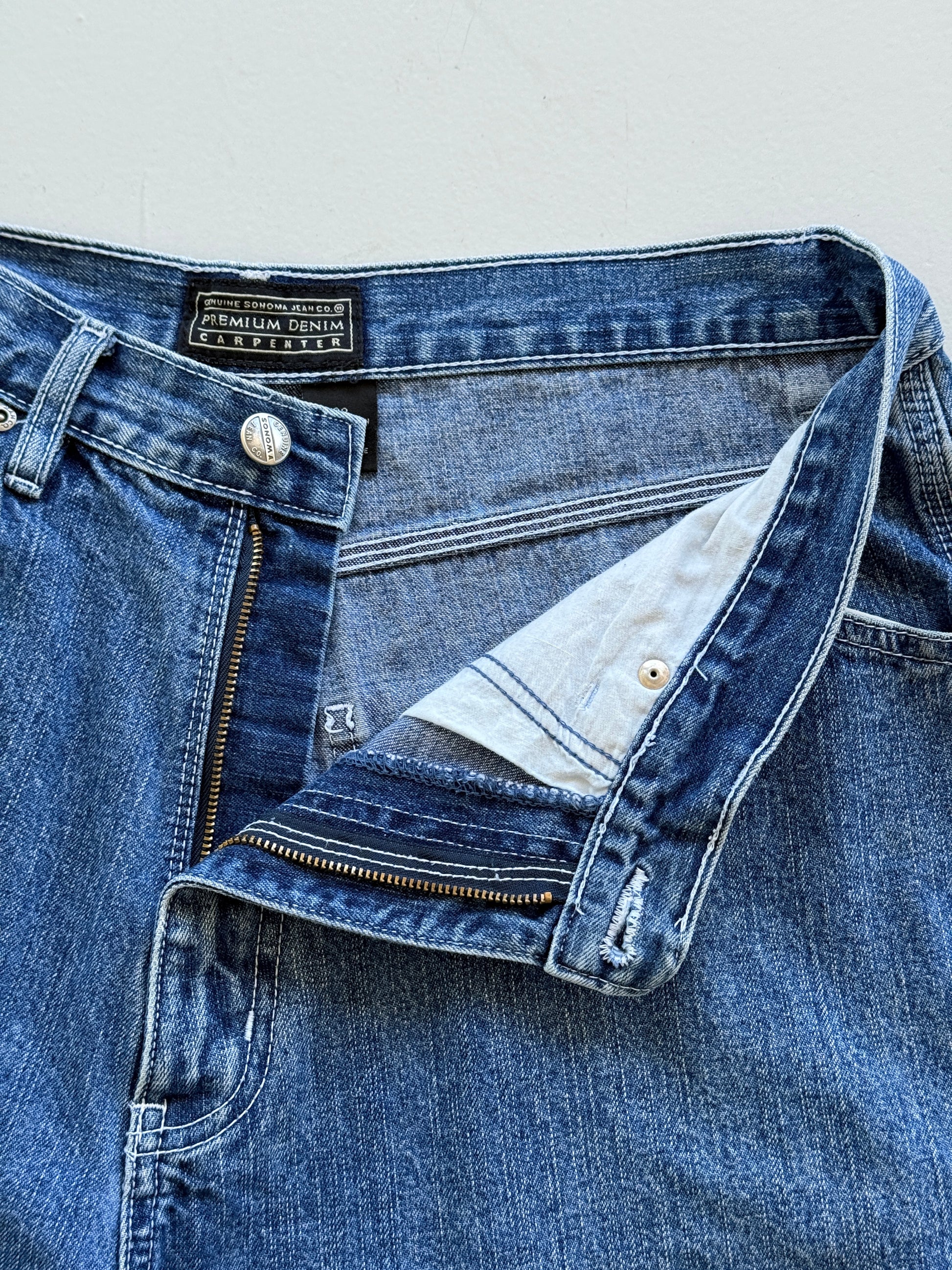 Mid Blue Sonoma 00's Vintage Baggy Carpenter Denim Shorts - W32 x L9