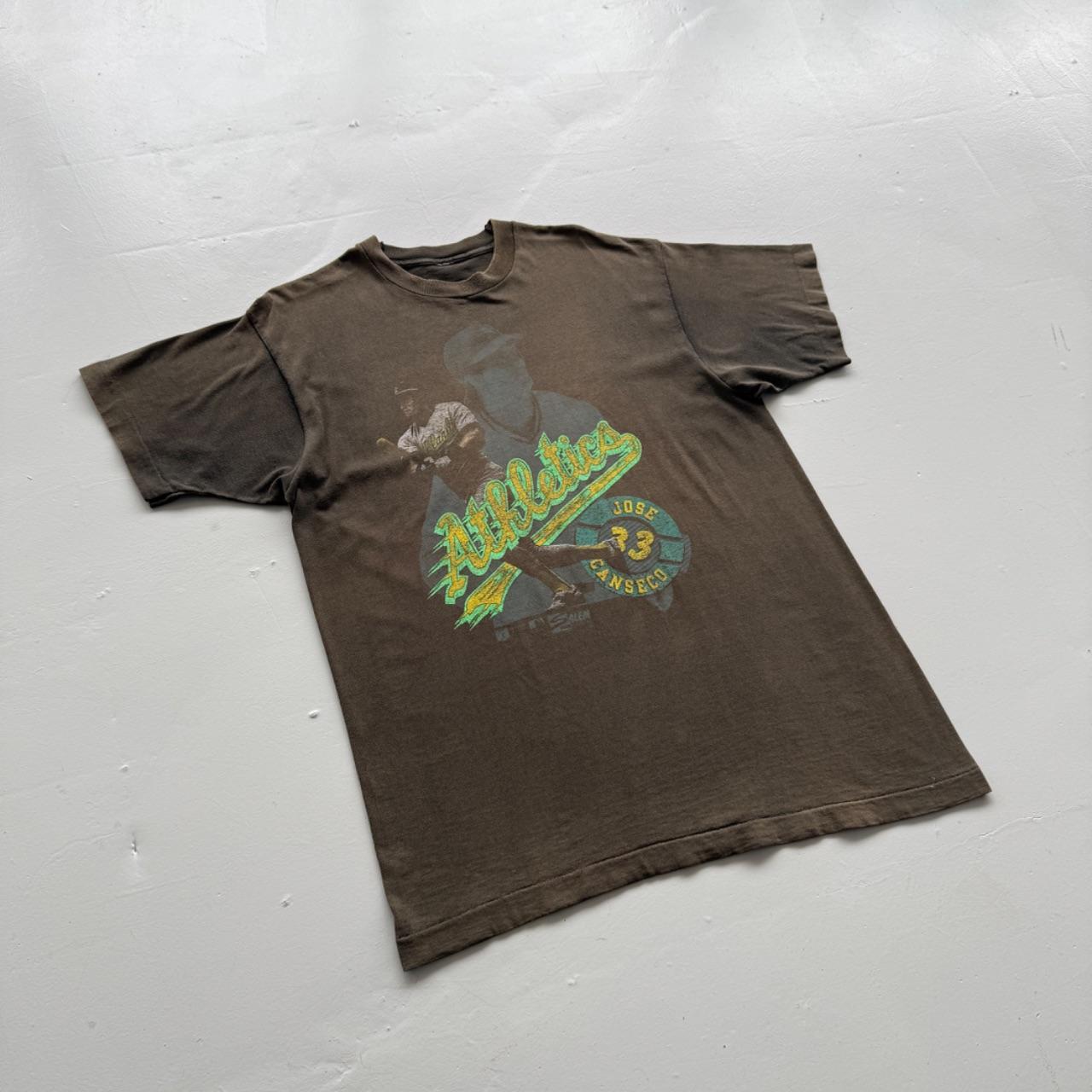 Faded Brown Athletics Baseball 90s Vintage Graphic T-Shirt - Large