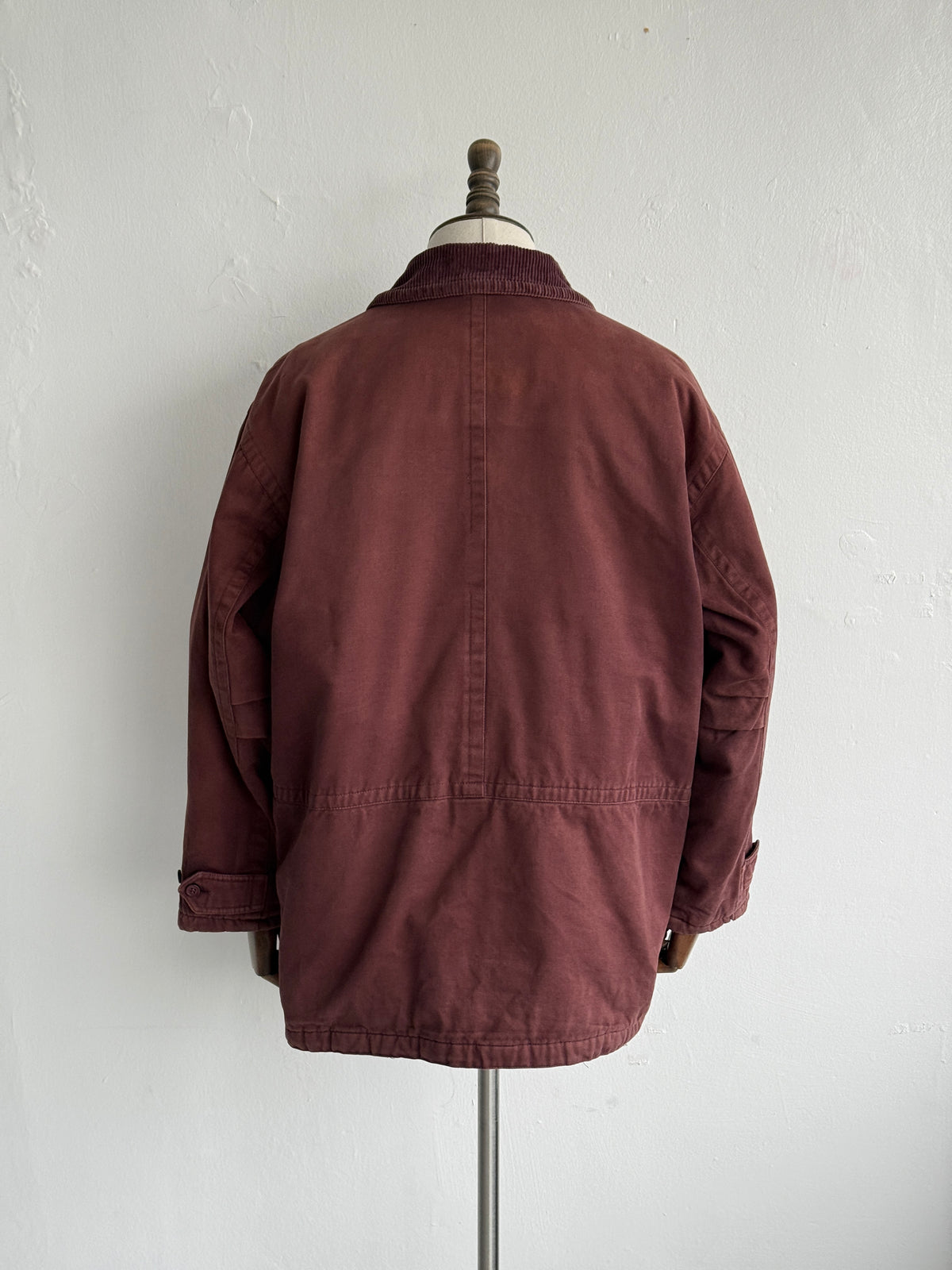 Aquascutum Burgundy Corduroy Collar Vintage Insulated Barn Jacket - Large