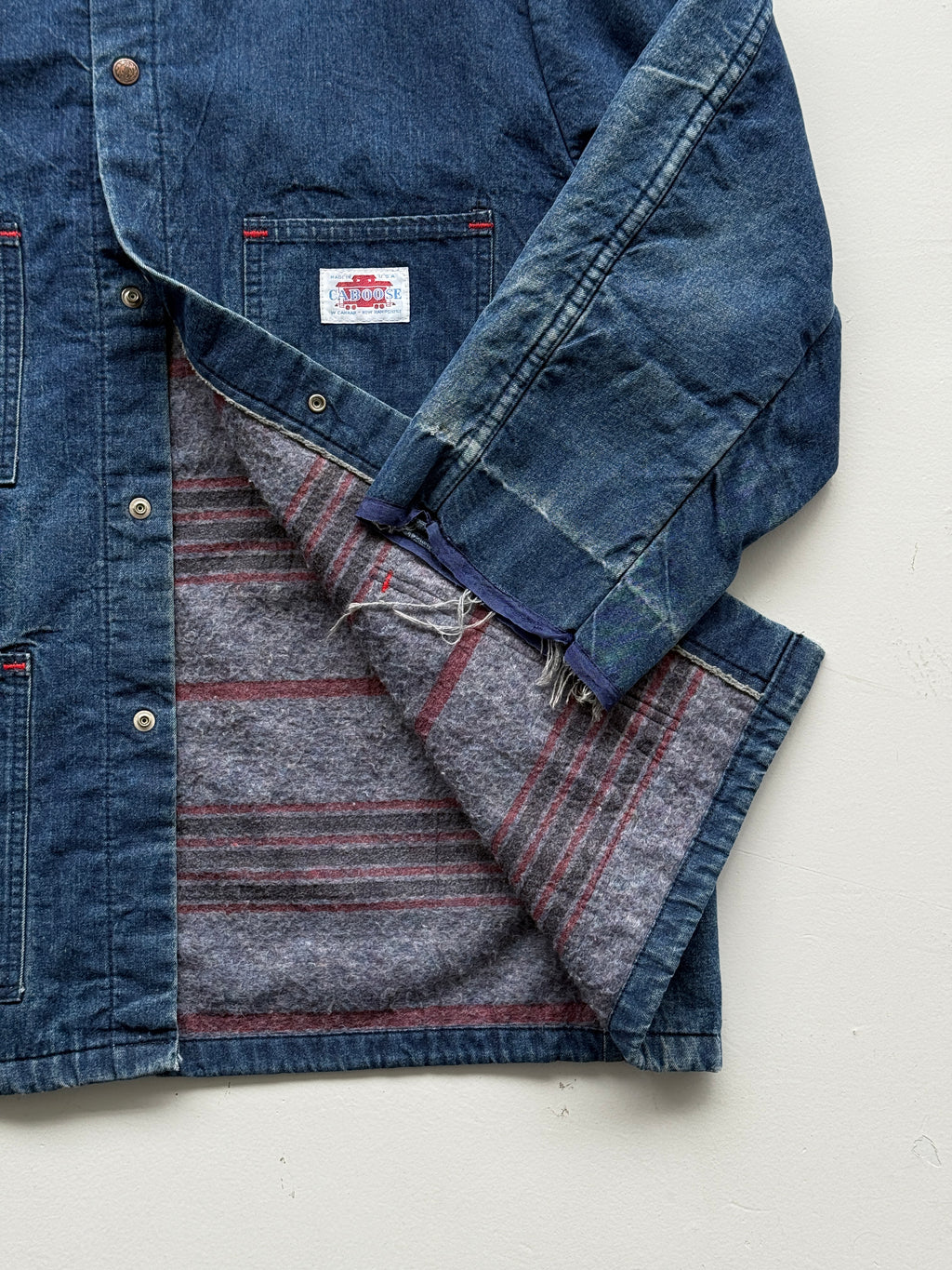 Blue Caboose Made in USA Vintage Denim Blanket Lined Chore Jacket - XL
